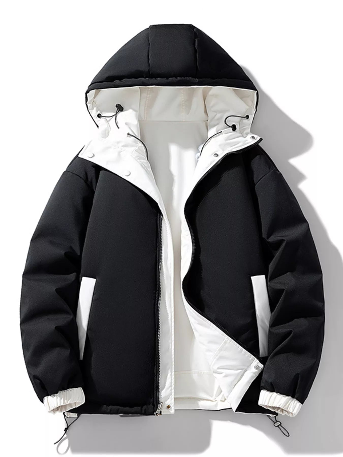 Men's Full Size Reversible Two-Tone Hooded Jacket Plus Size