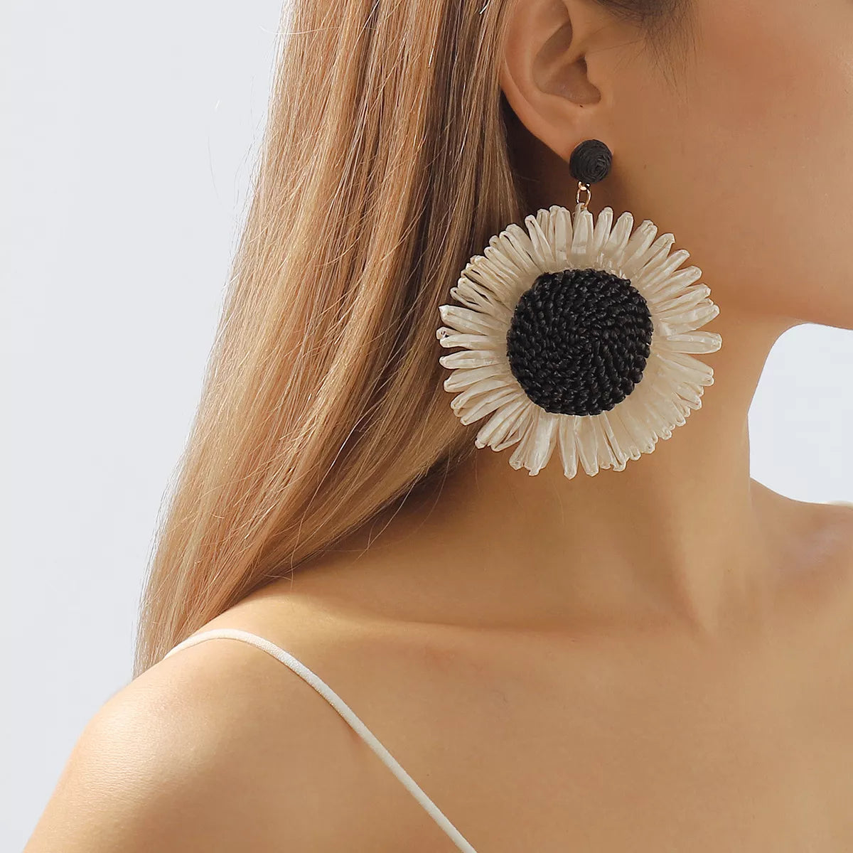 Sunflower Rattan Dangle Earrings