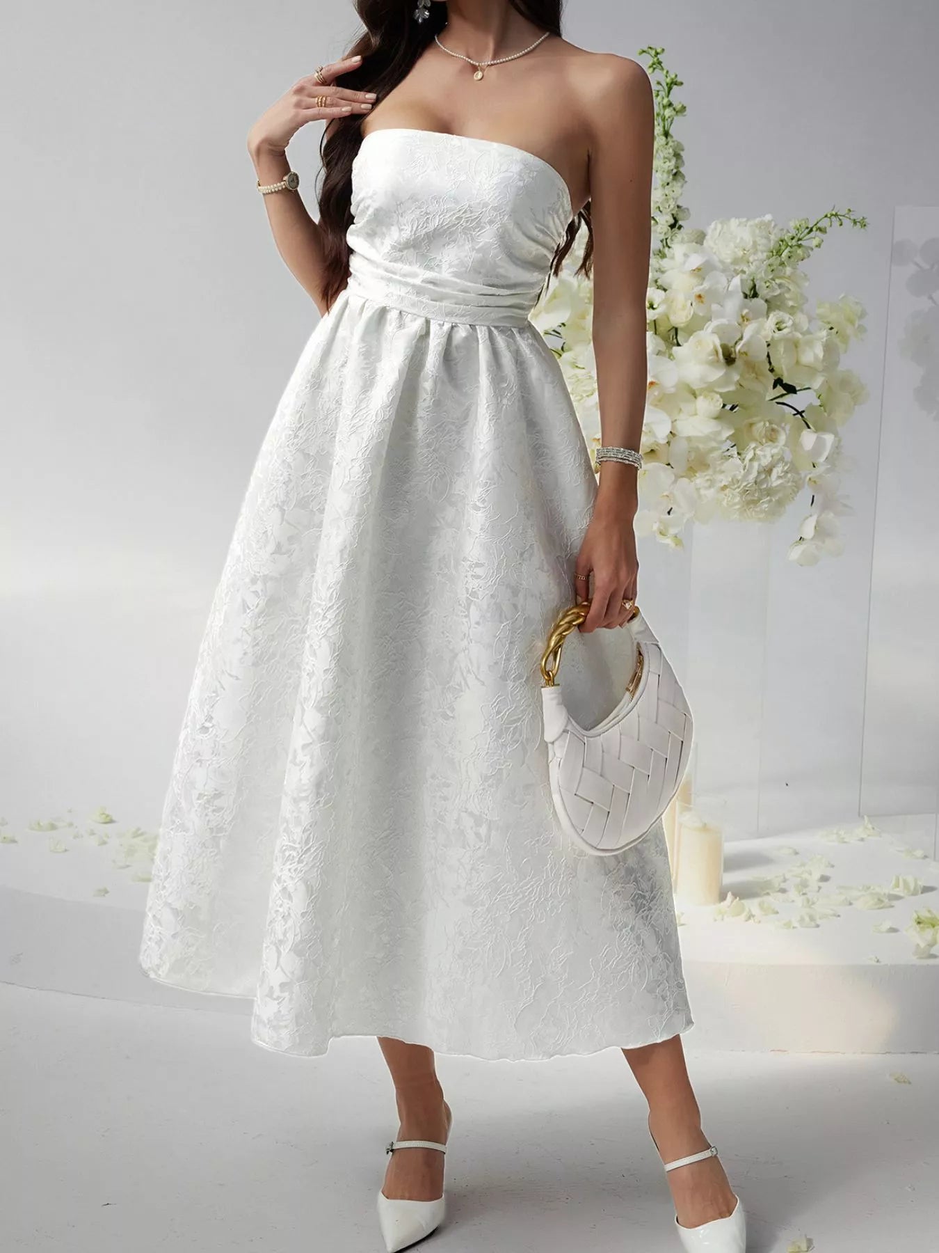 Lace Up Tube Midi Dress