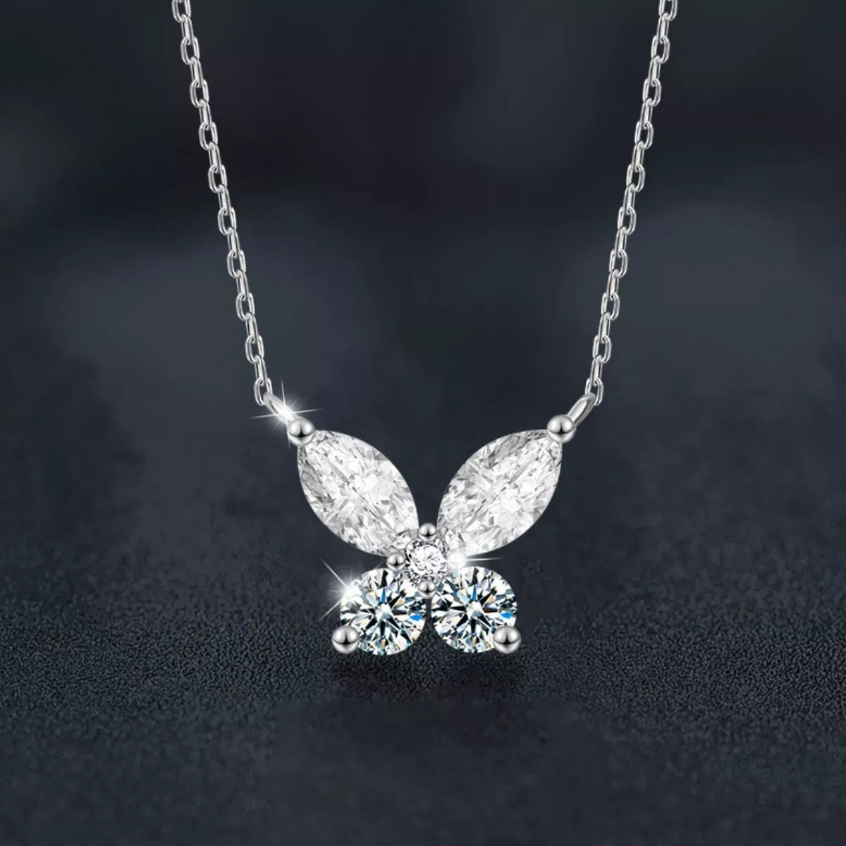 925 Sterling Silver Moissanite Butterfly Necklace