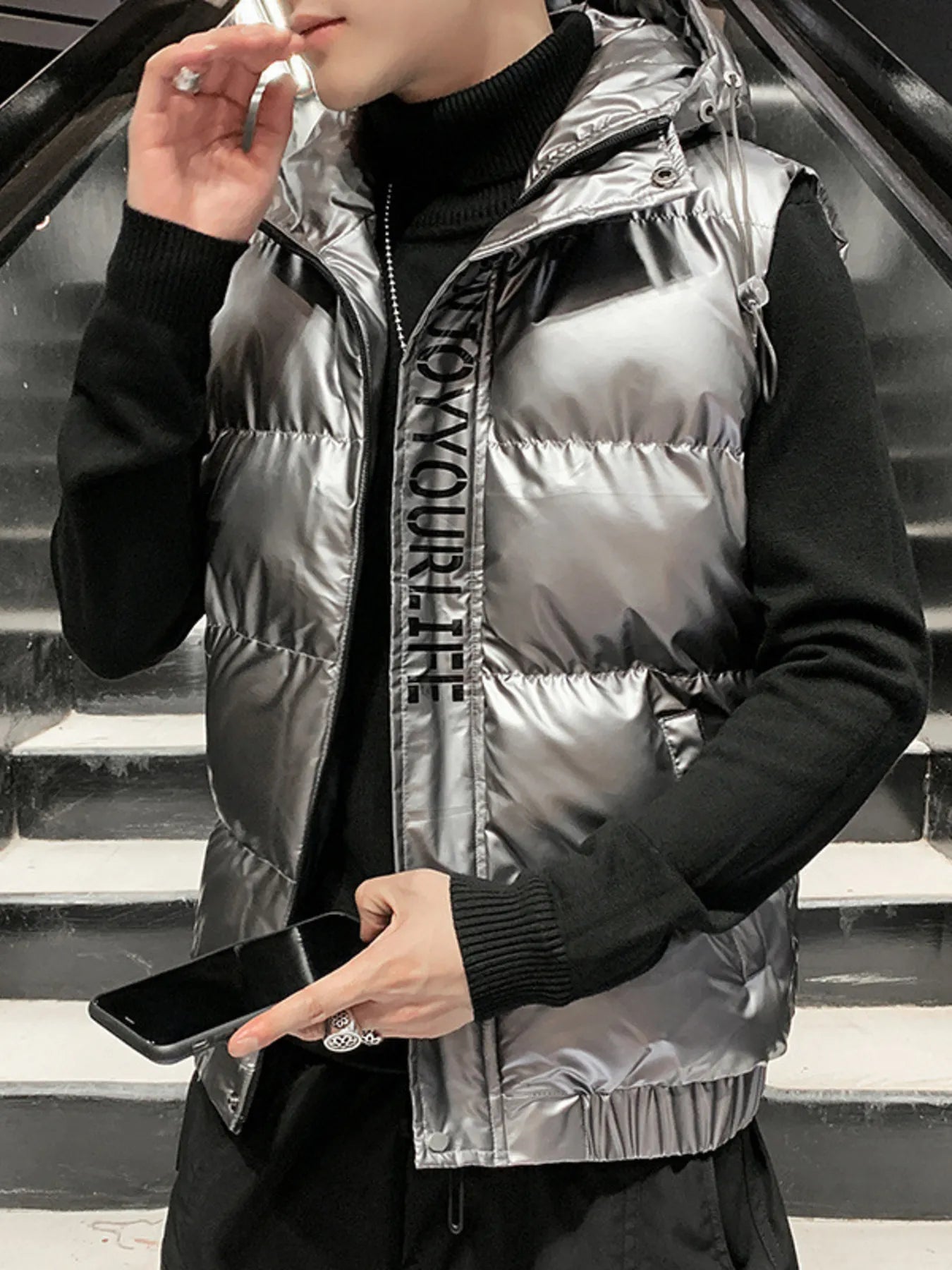 Men's Plus Size Zip Up Puffer Vest