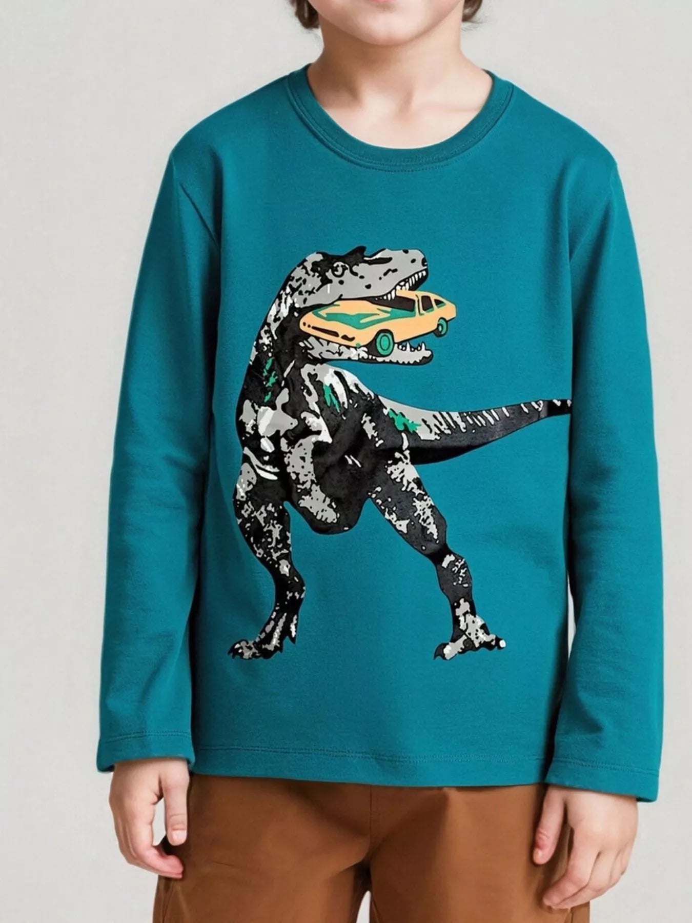 Children's Dinosaur Graphic Long Sleeve T-Shirt