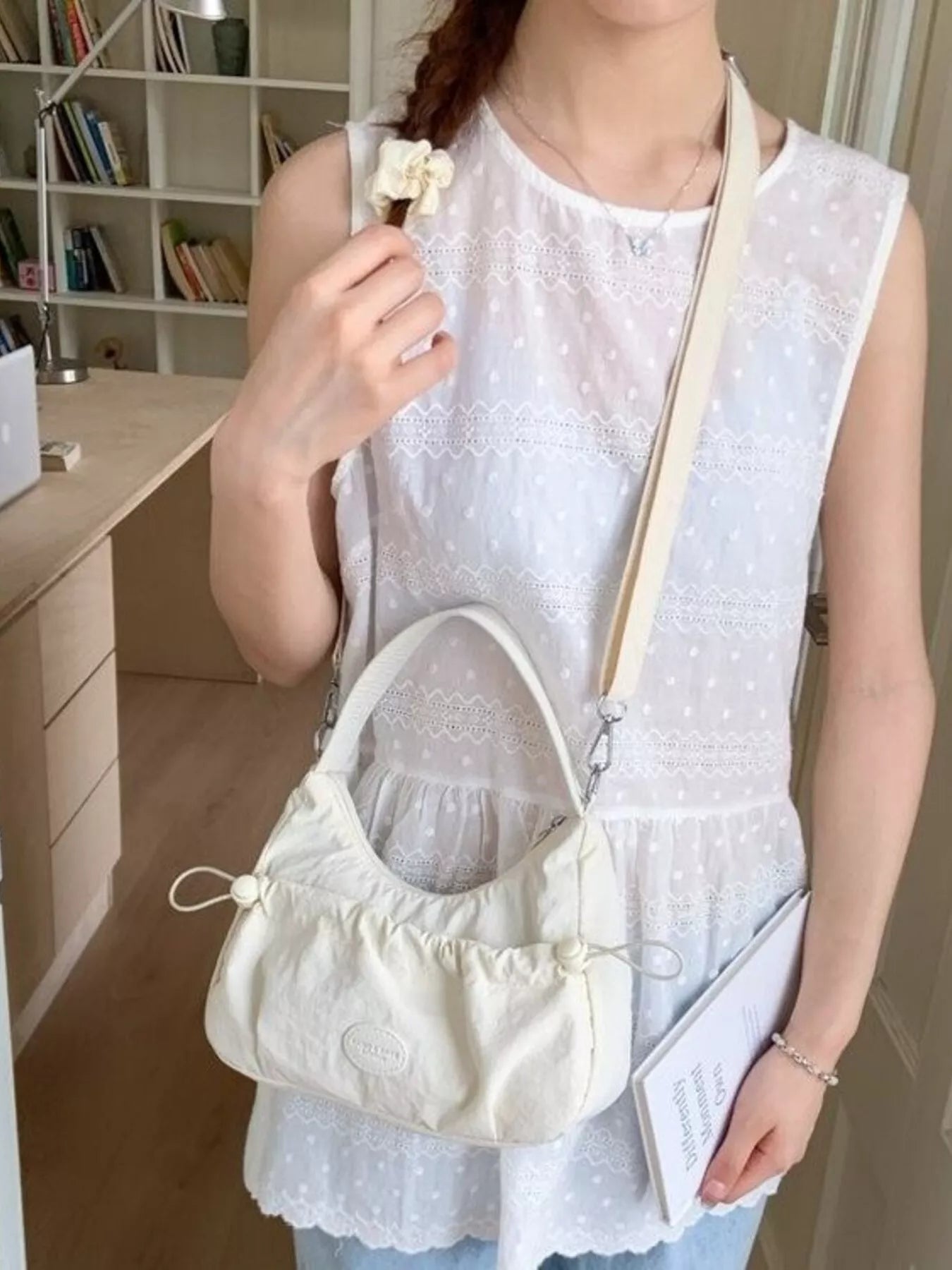 Drawstring Ruched Lightweight Crossbody Bag