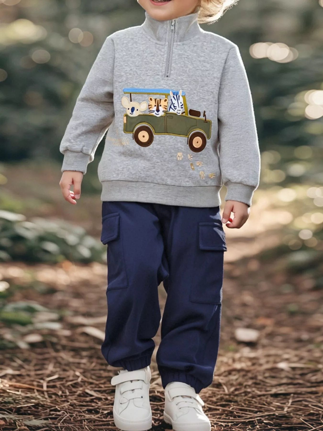 Children's Embroidered Zip Front Sweatshirt