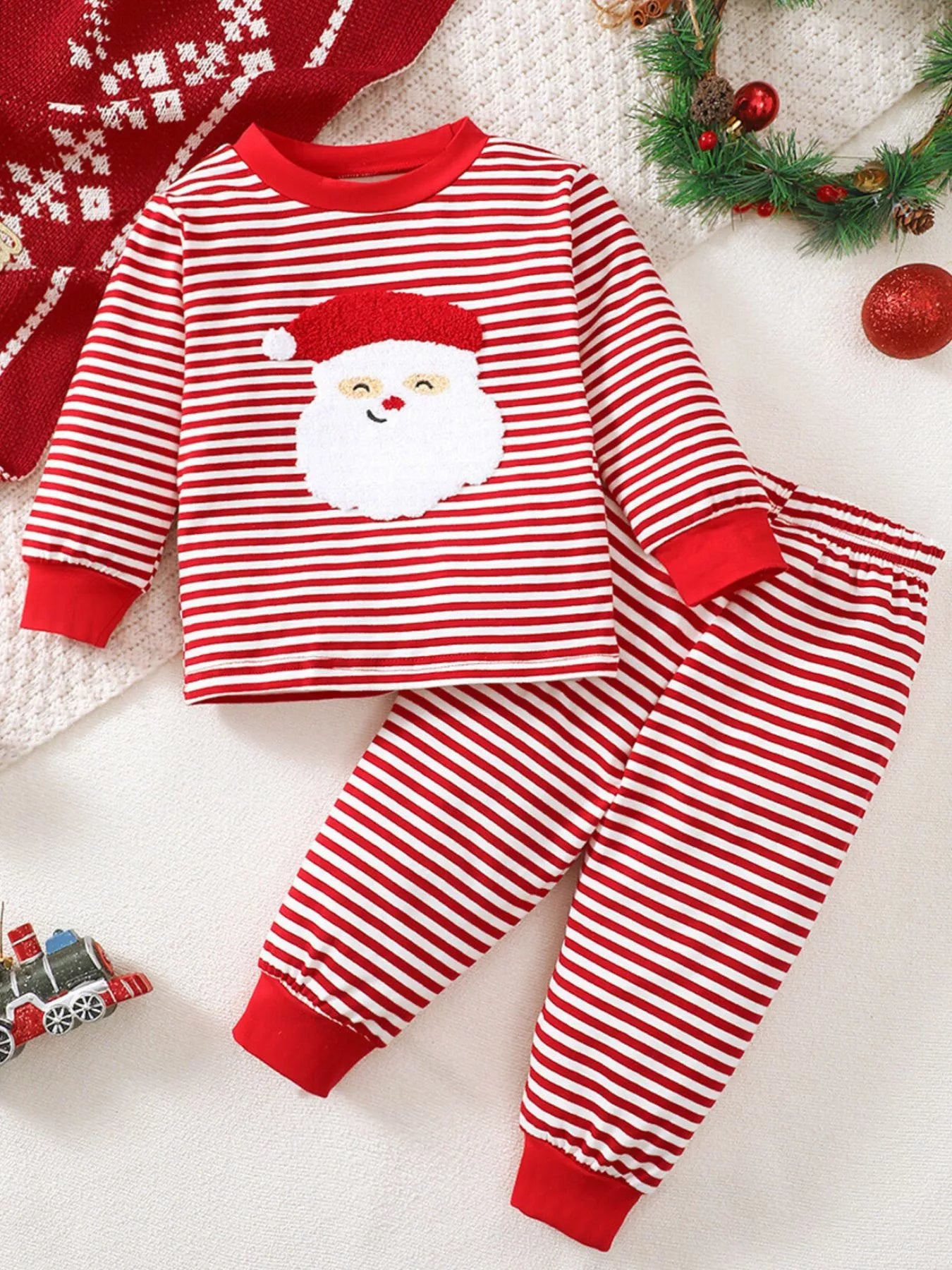 Children's Christmas Santa Striped Pajama Set