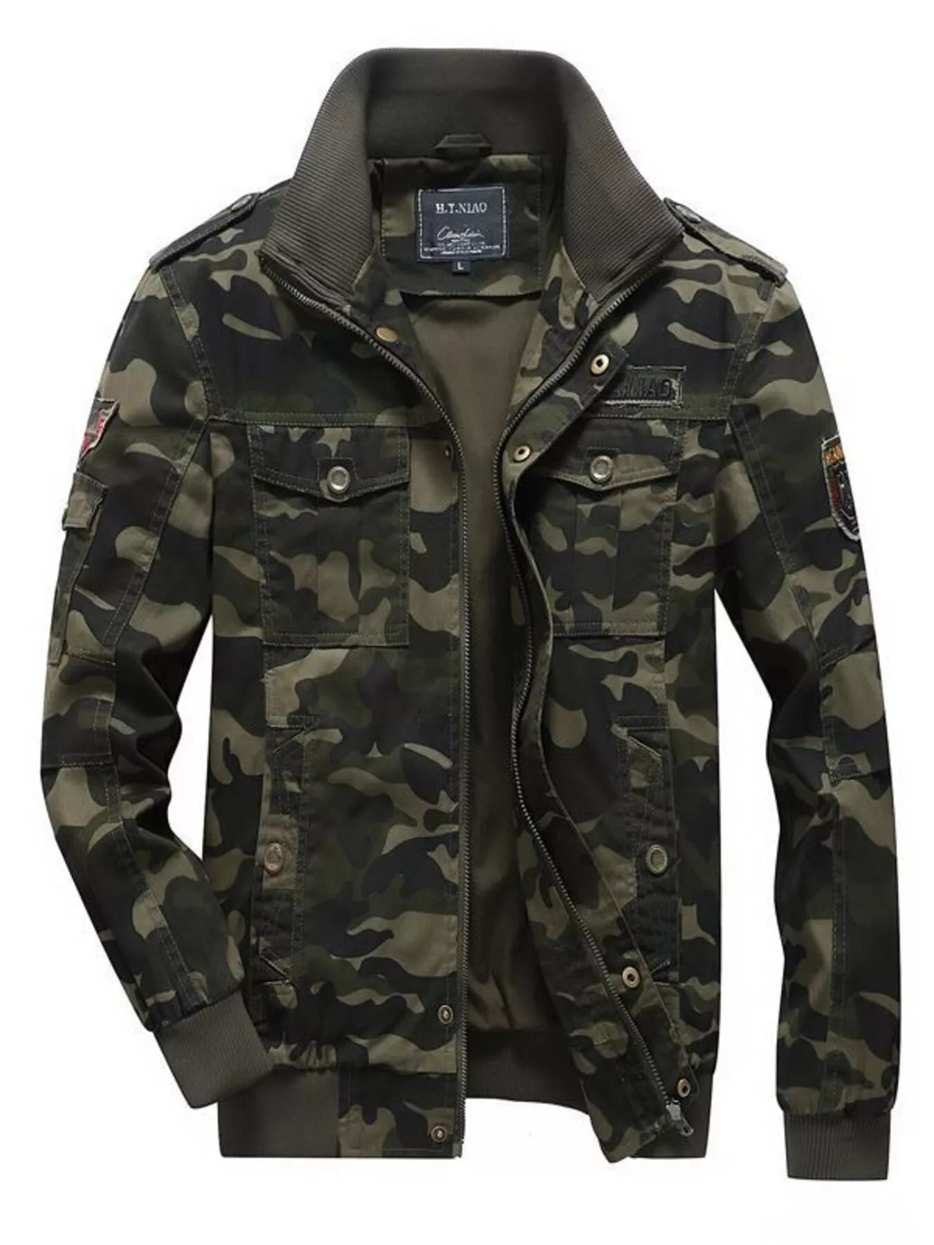 Men's Plus Size Camouflage Zip Up Jacket