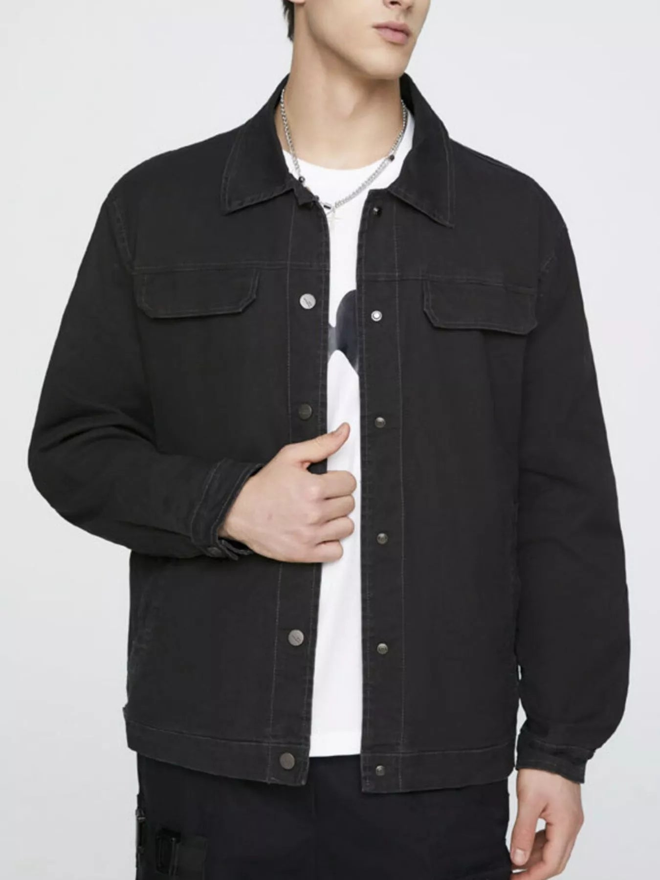 Men's Plus Size Button Up Long Sleeve Jacket