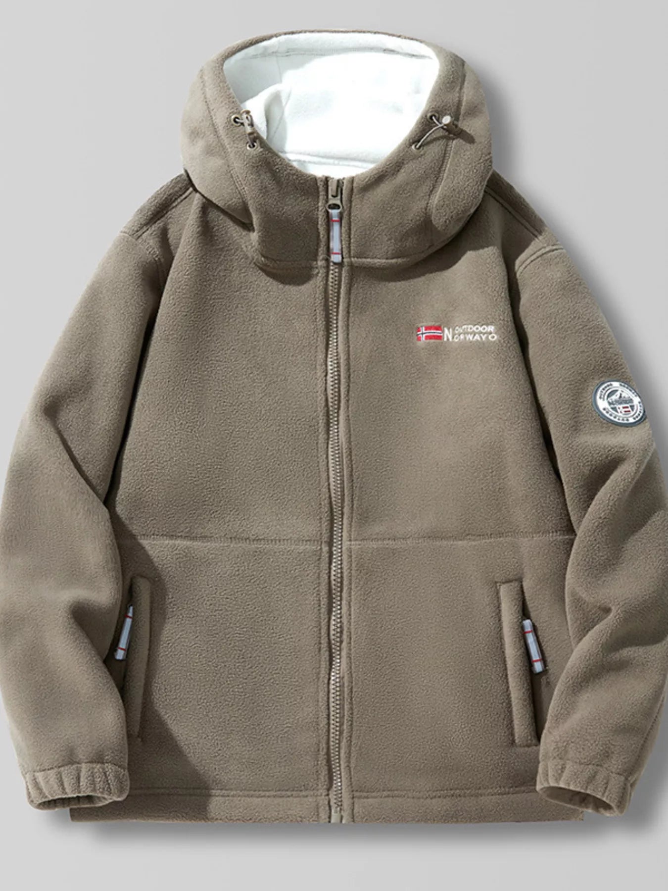 Men's Full Size Outdoor Fleece Hooded Jacket Plus Size