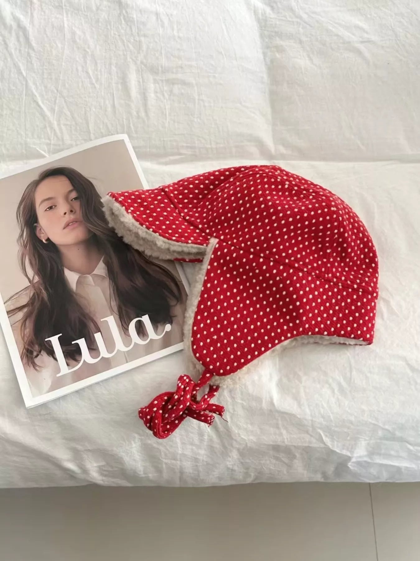 Polka Dot Fleece-Lined Hat