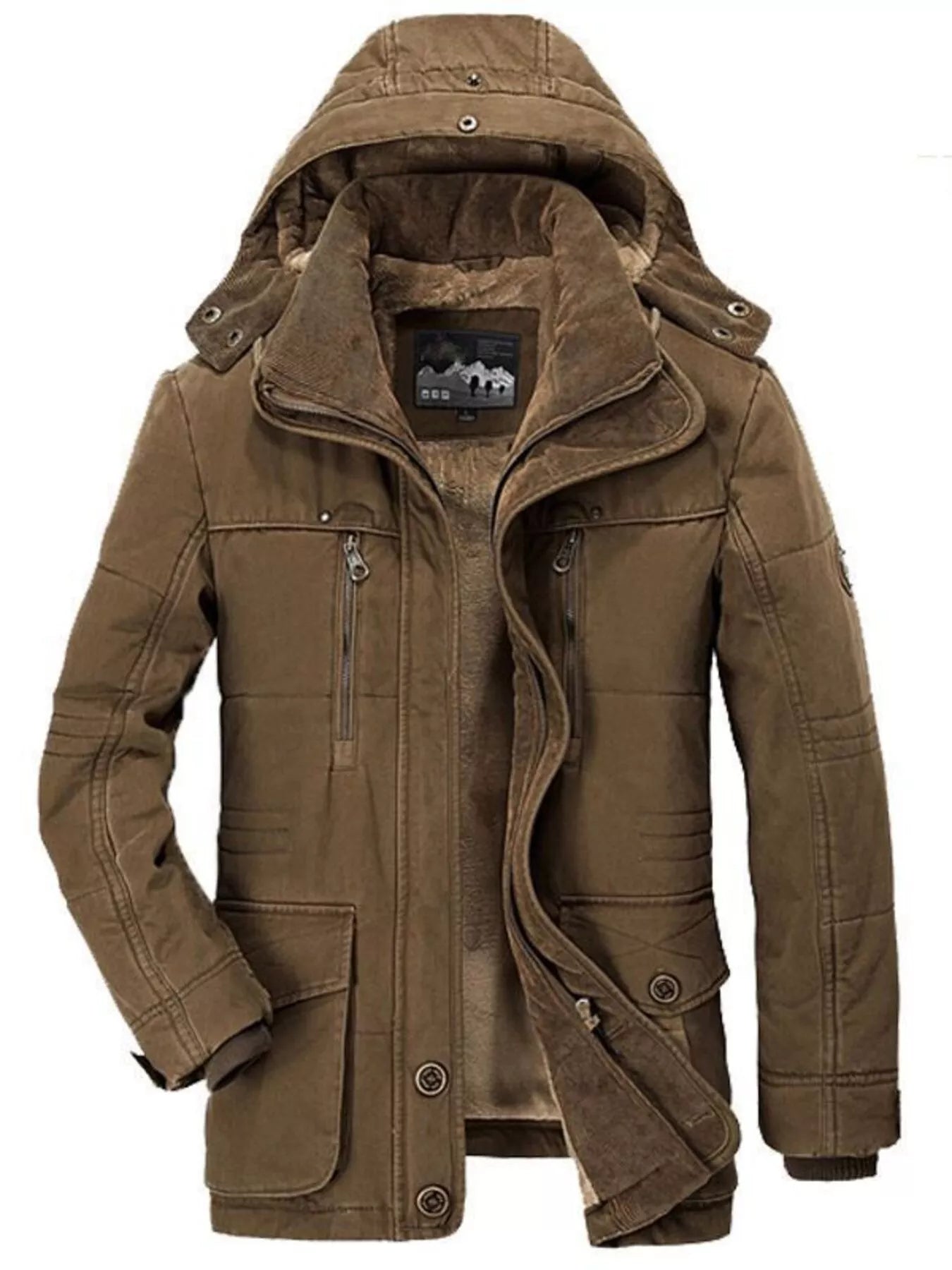 Men's Plus Size Zip Up Hooded Winter Coat