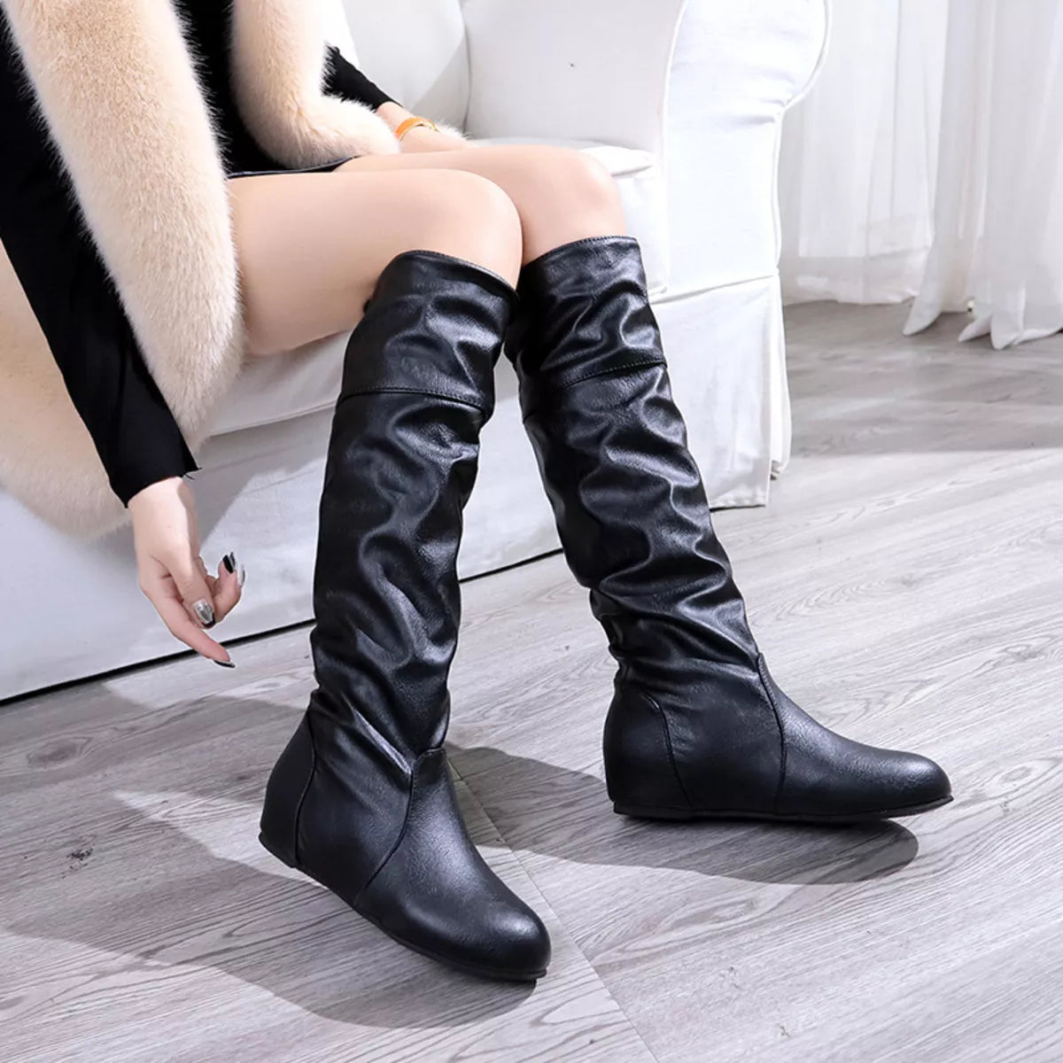 Round Toe Slouch Boots