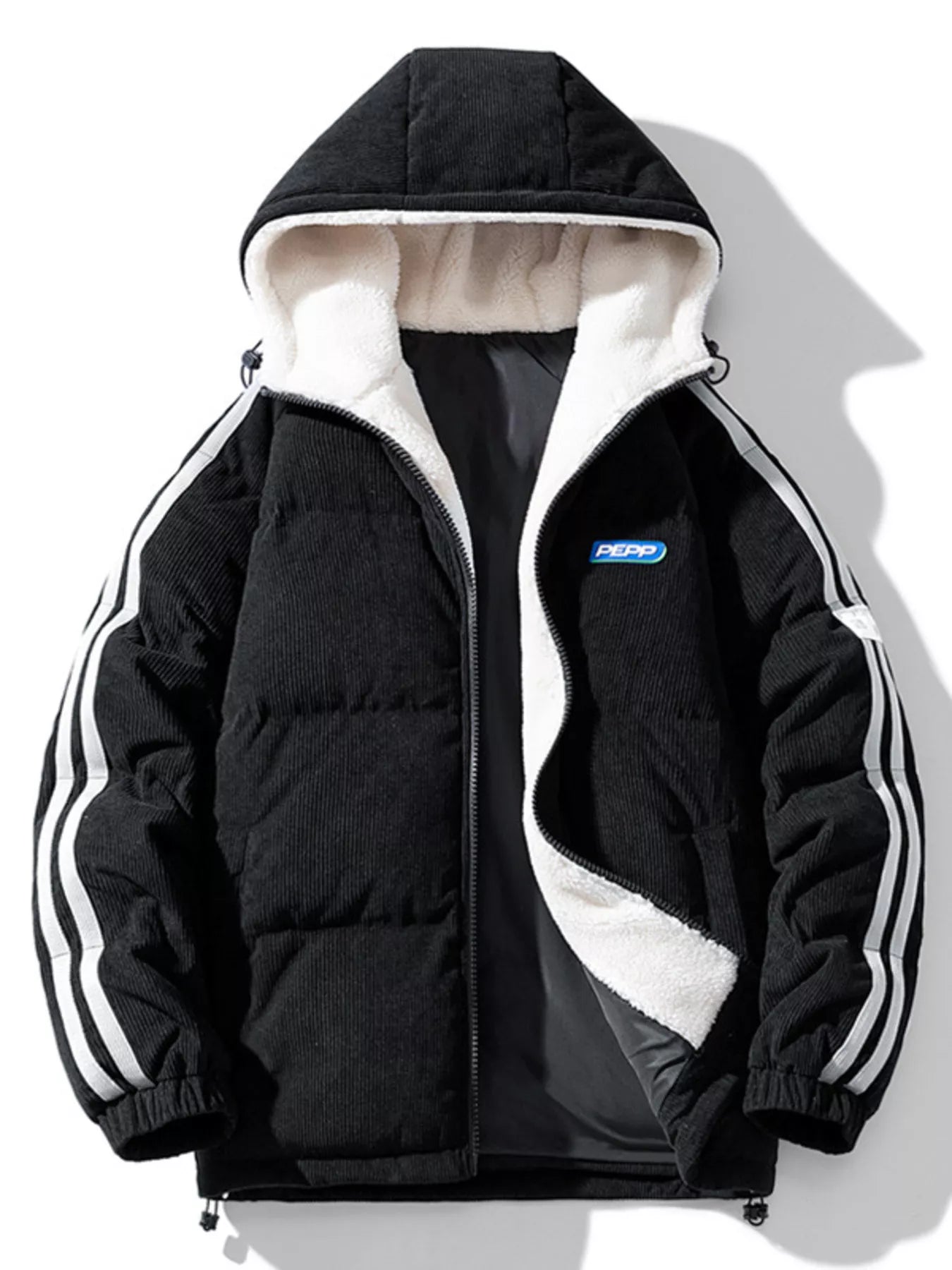 Men's Plus Size Hooded Zip Up Padded Jacket