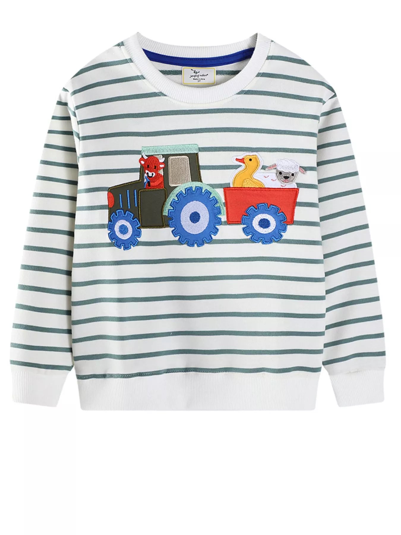 Children's Striped Tractor Crew Neck Sweatshirt