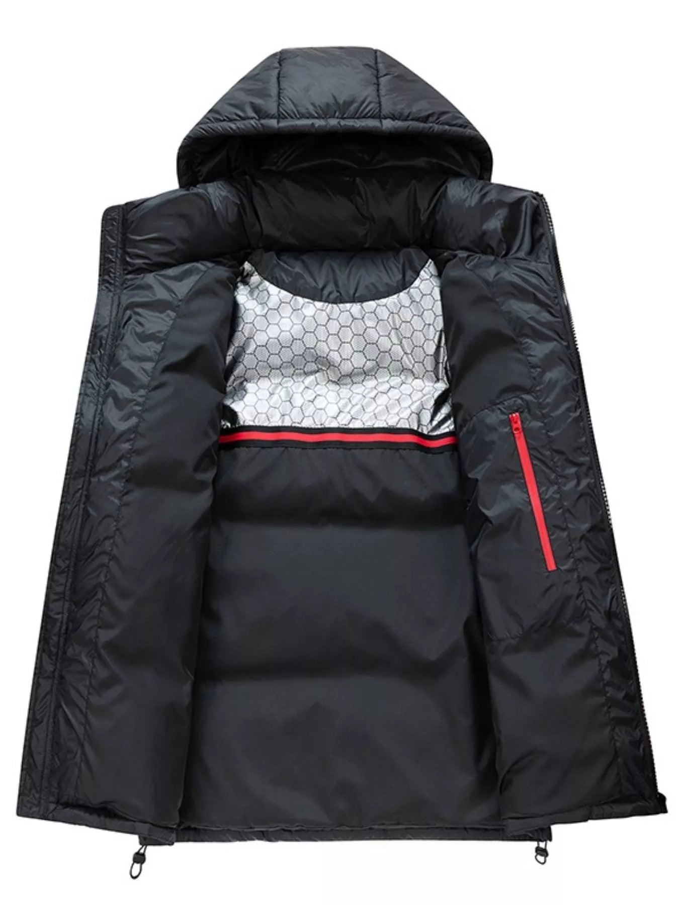 Men's Full Size Contrast Hooded Zip Up Down Jacket Plus Size