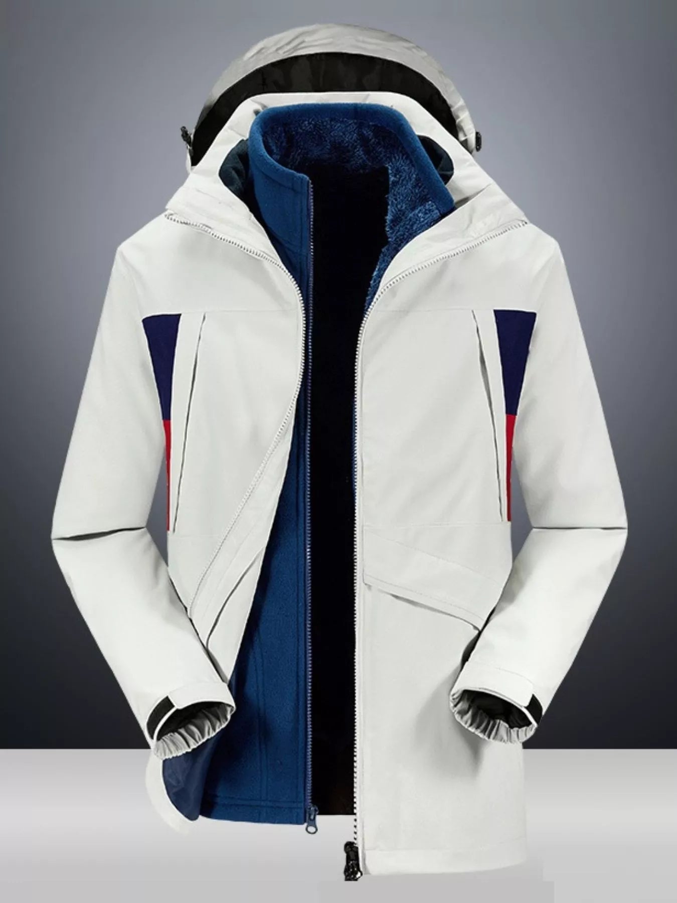 Men's Full Size Windproof Zip Up Hooded Jacket Plus Size