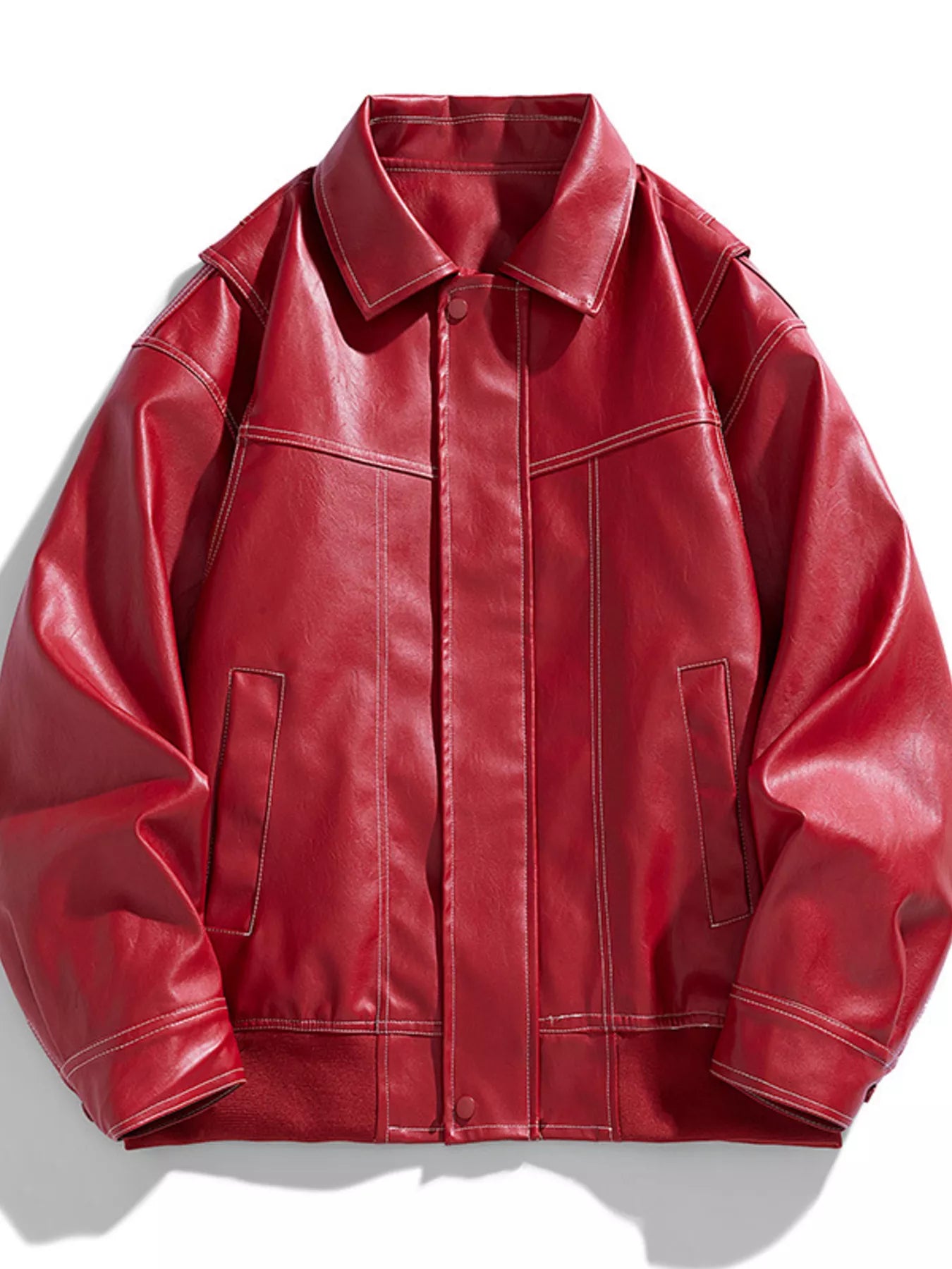 Men's Plus Size Leather Bomber Jacket