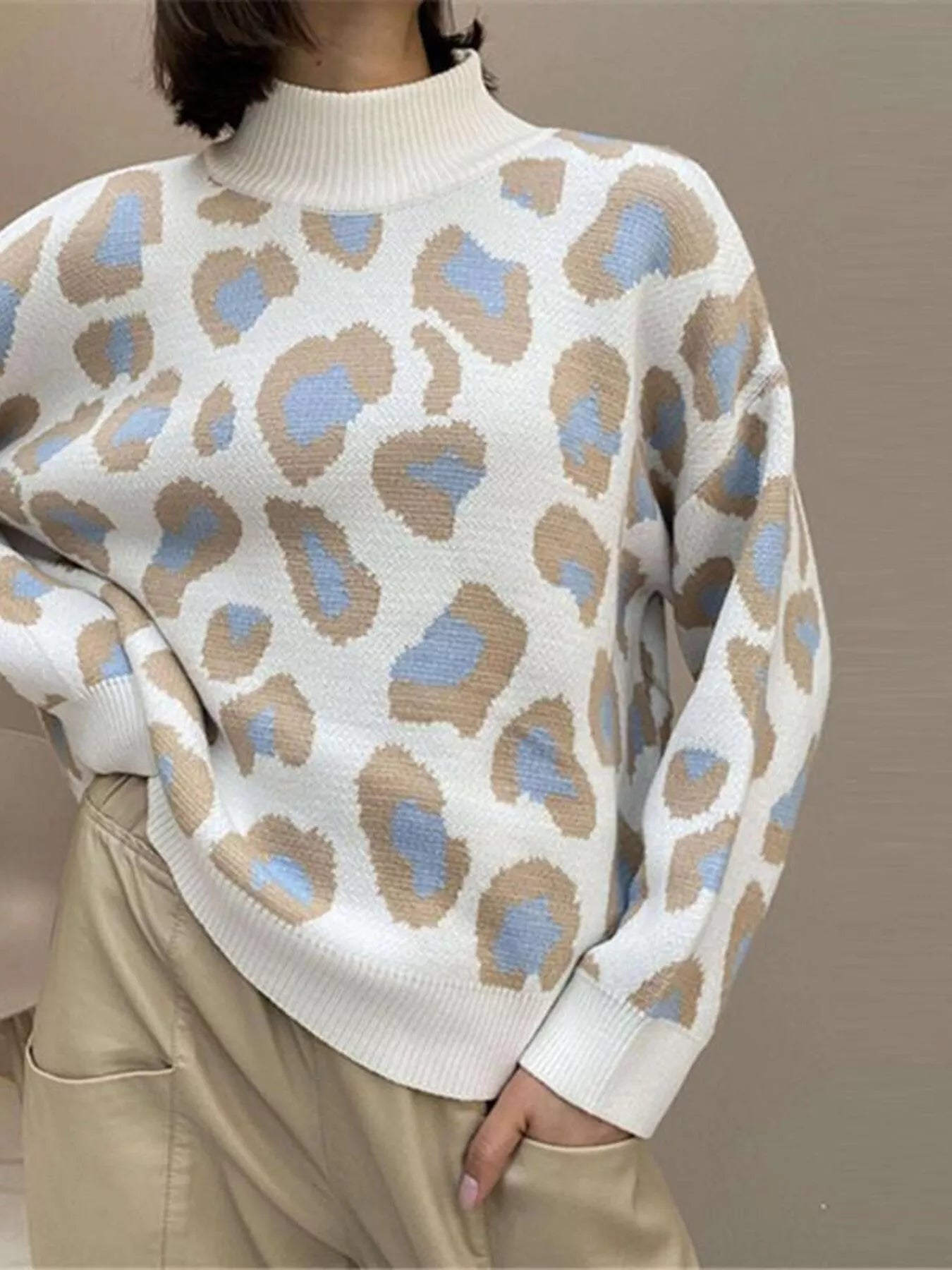Leopard High Neck Sweater