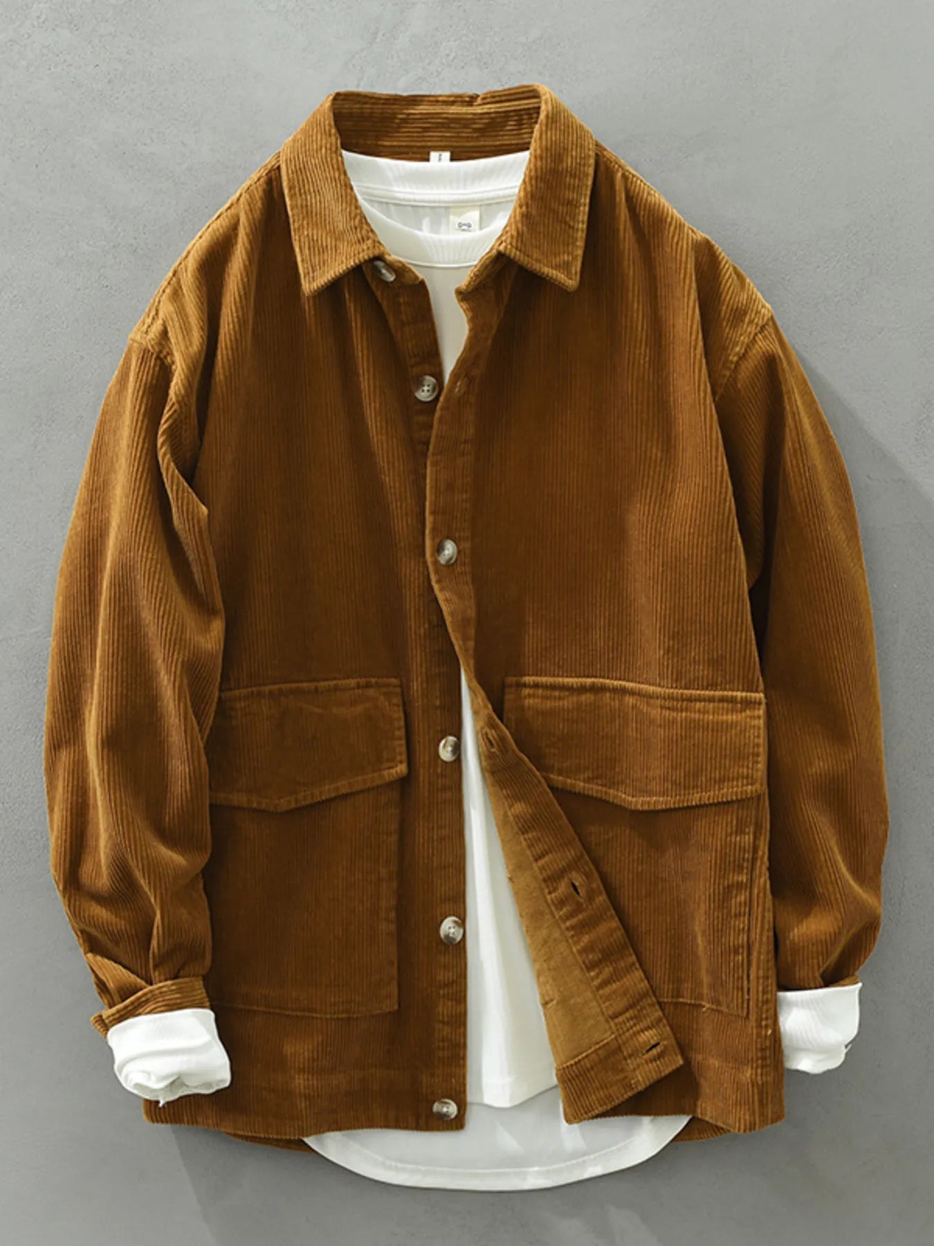 Men's Plus Size Corduroy Button-Down Shirt