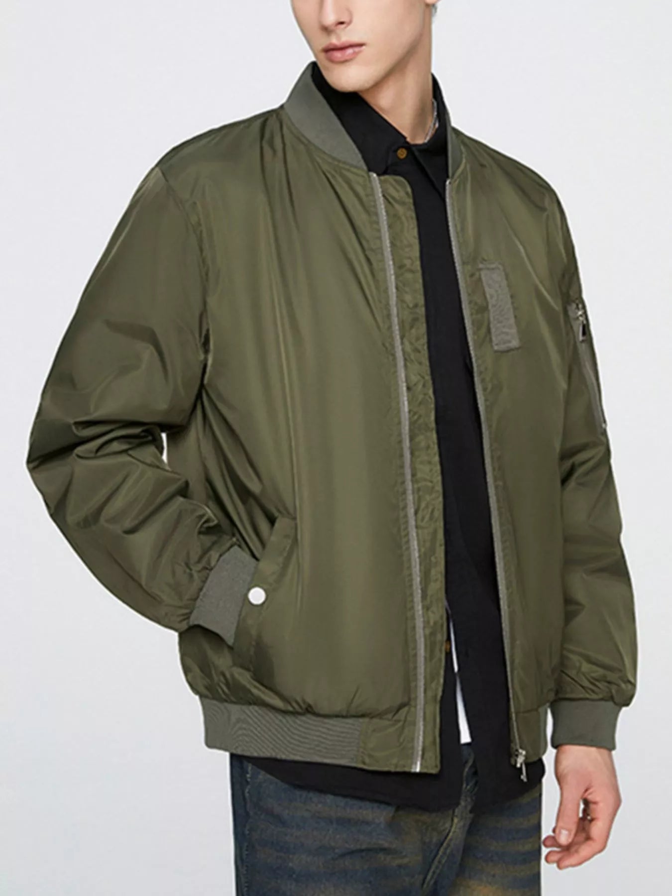 Men's Plus Size Zip Up Lightweight Bomber Jacket