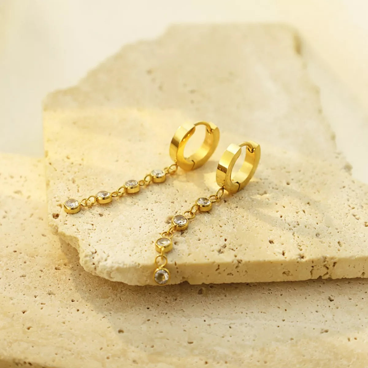 18K Gold-Plated Hoop Drop Earrings