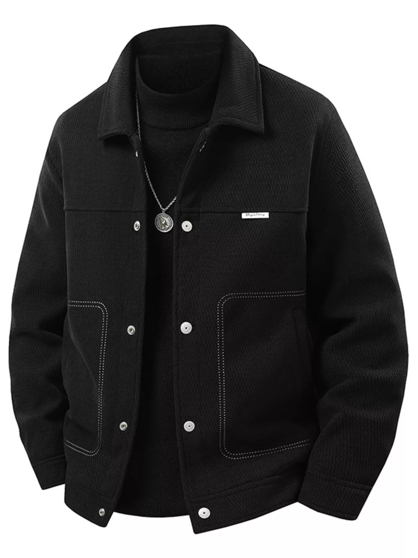 Men's Plus Size Snap Down Long Sleeve Jacket