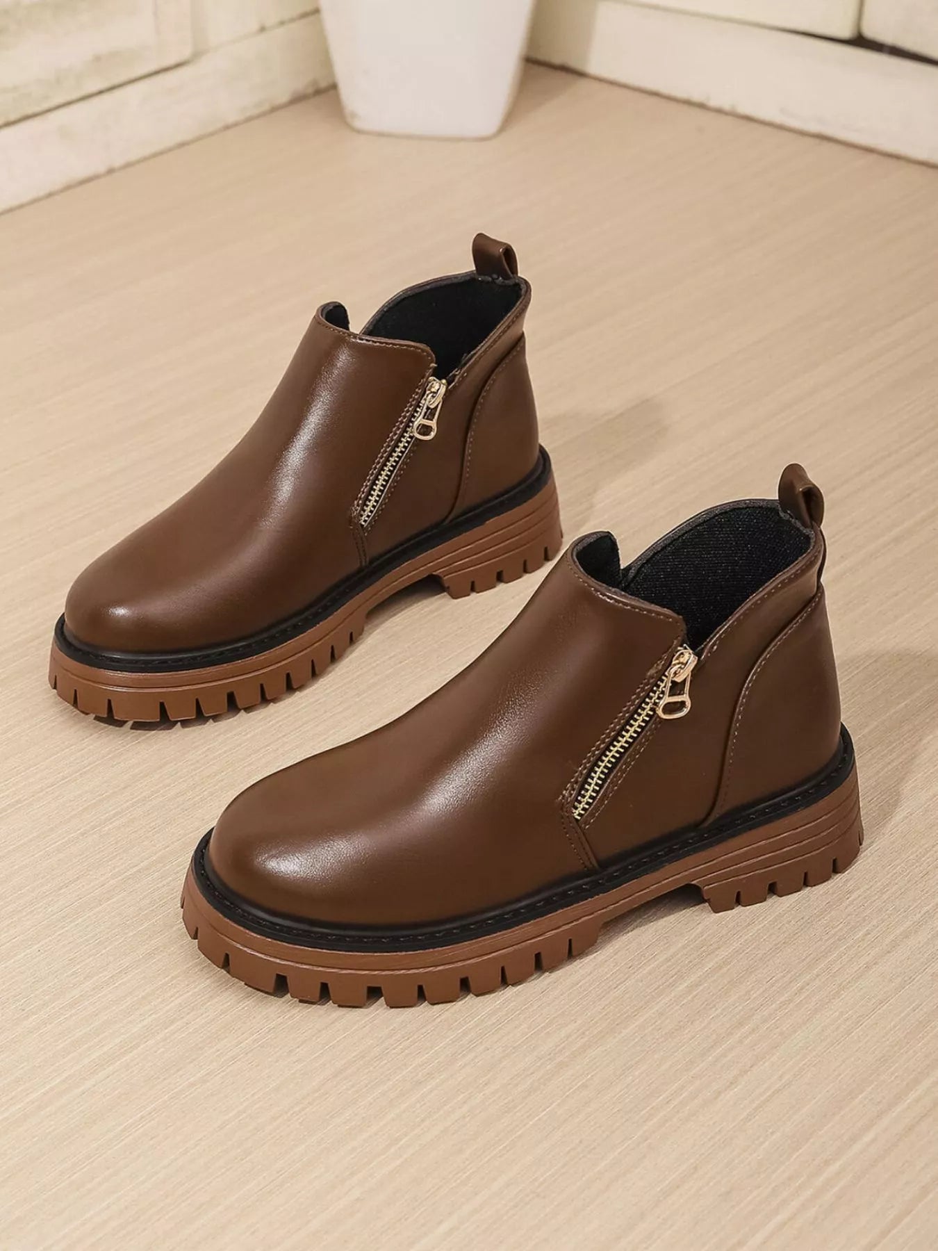 Leather Chelsea Boots with Side Zipper