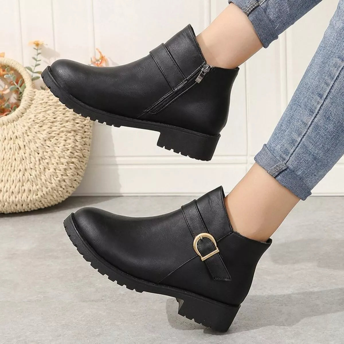 Buckle Accent Ankle Boots