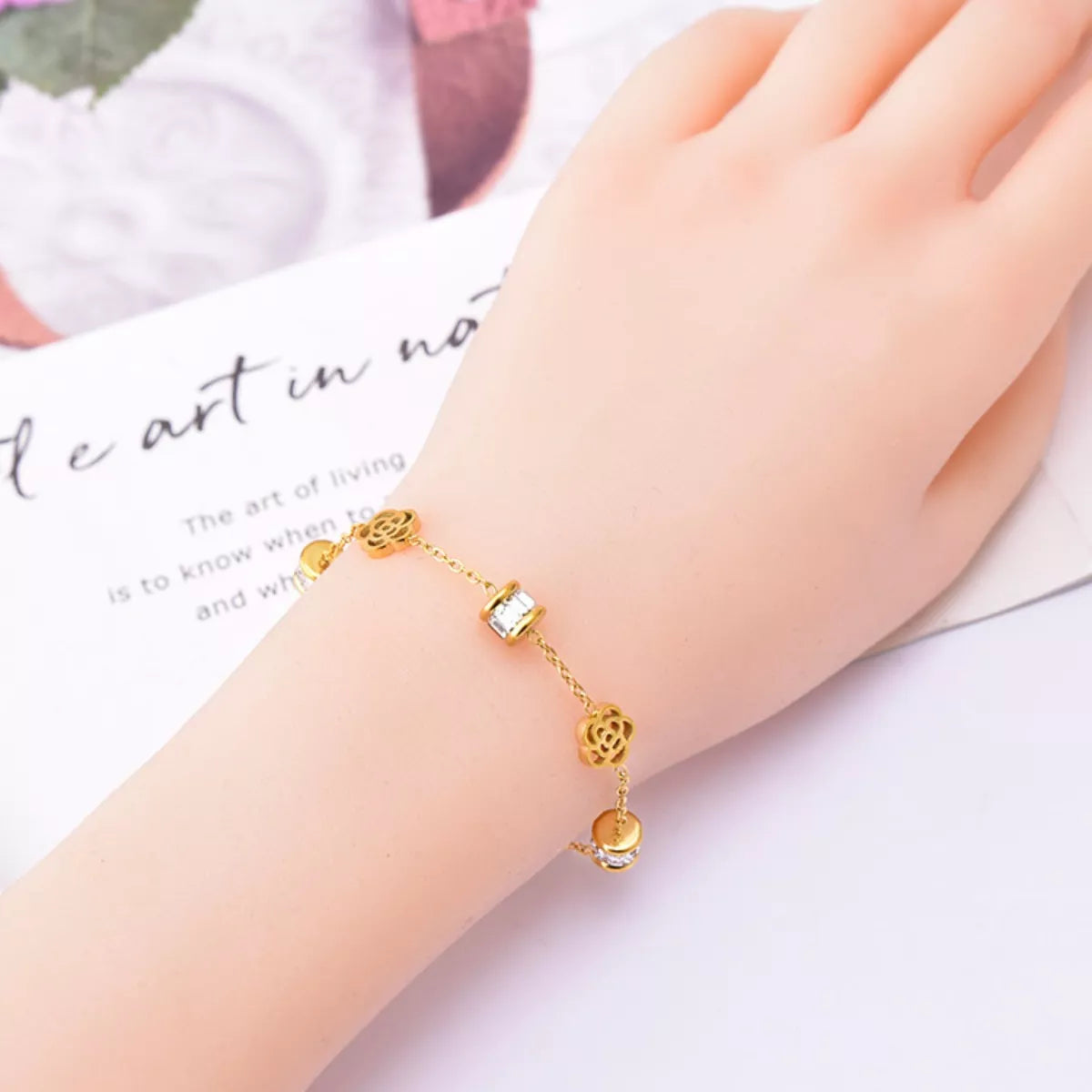18K Gold-Plated Flower Bracelet