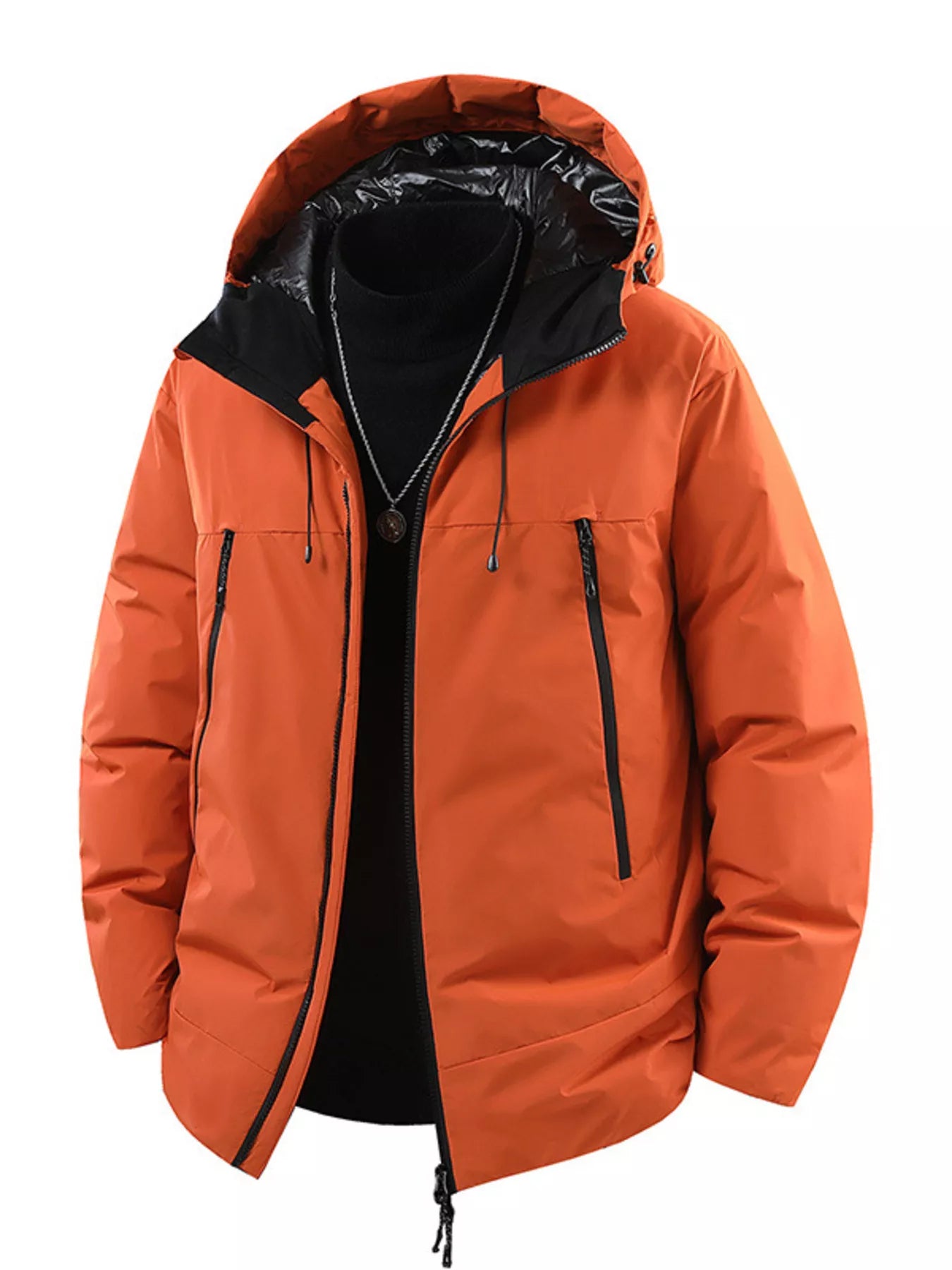 Men's Plus Size Zip Up Hooded Puffer Jacket