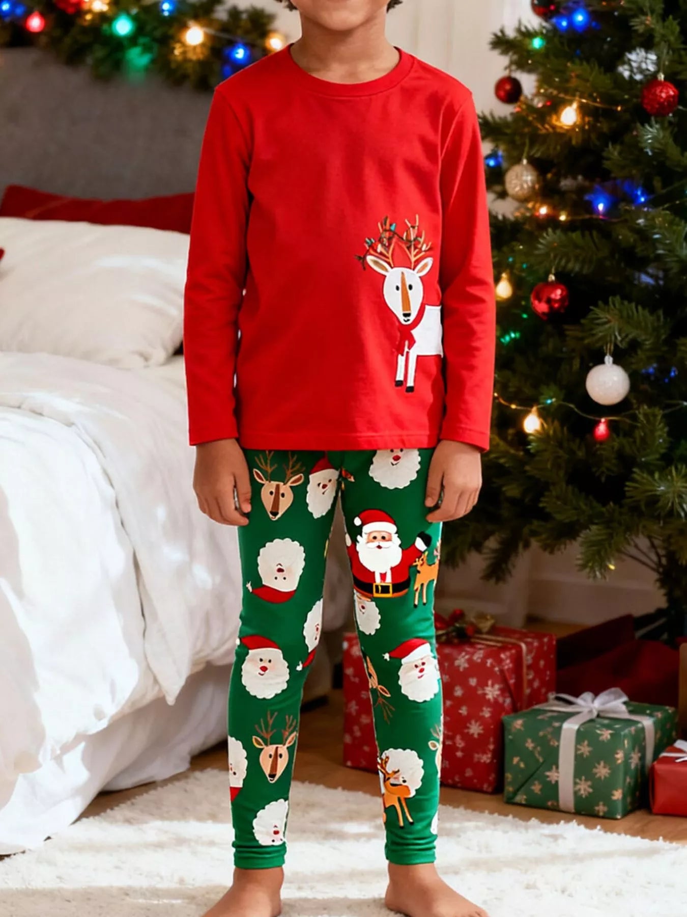 Children's Reindeer & Santa Christmas Pajama Set