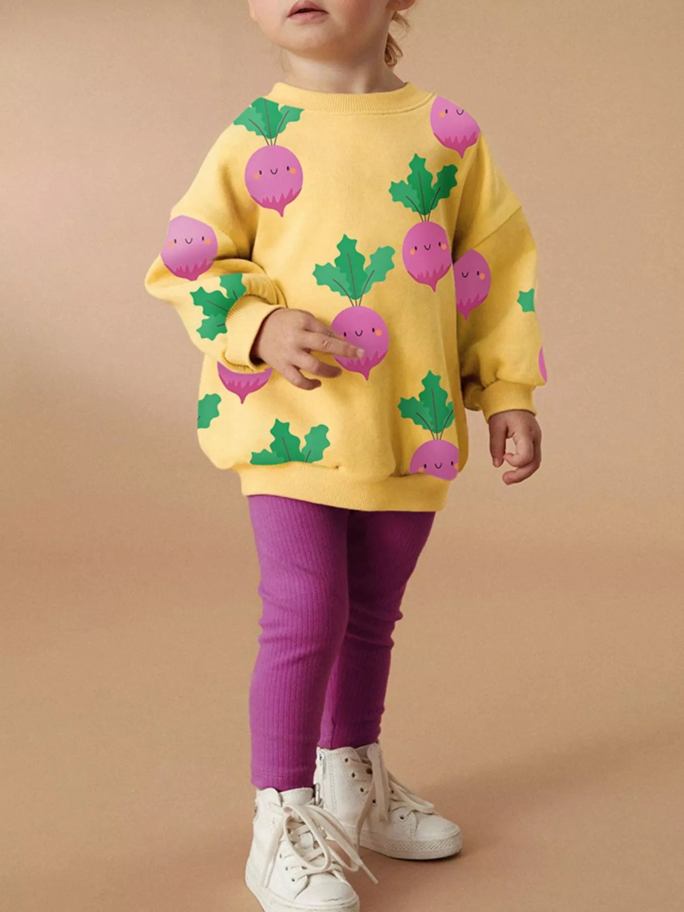Children's Radish Print Sweatshirt and Leggings Set