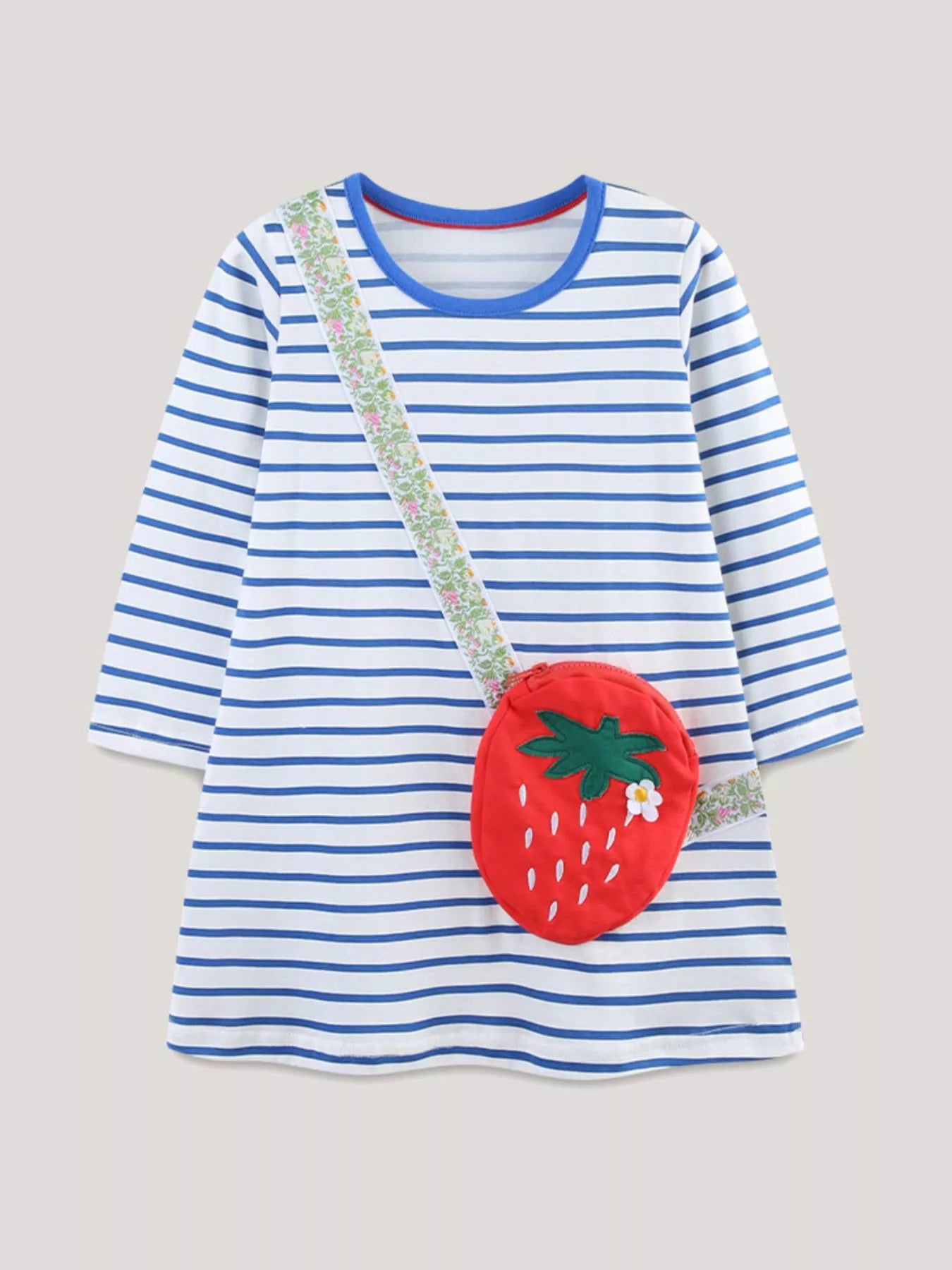 Children's Strawberry Striped Long Sleeve Dress
