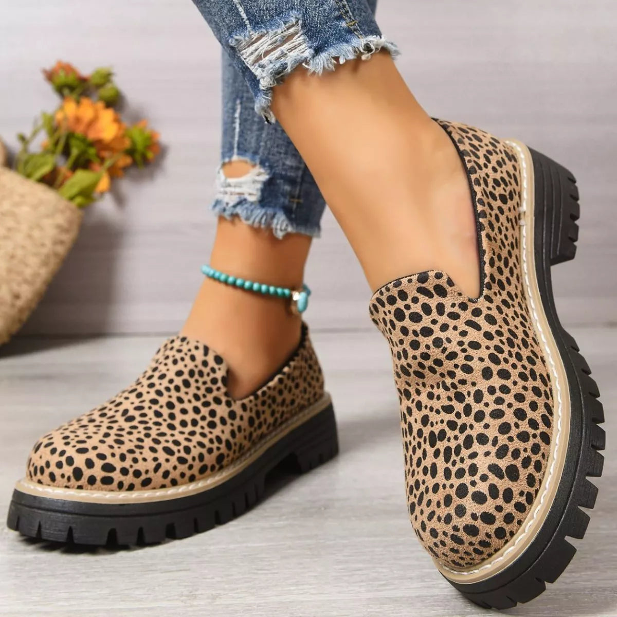 Leopard Print Chunky Loafers