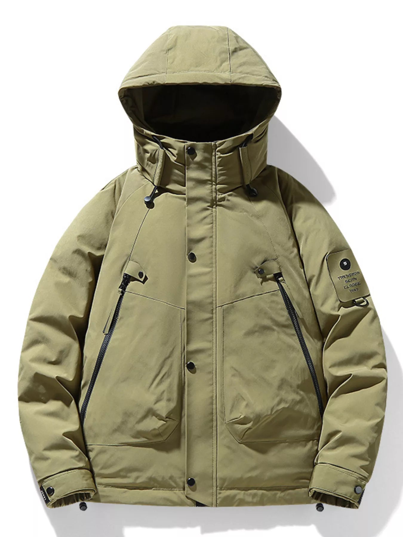 Men's Plus Size Hooded Puffer Jacket with Multiple Pockets