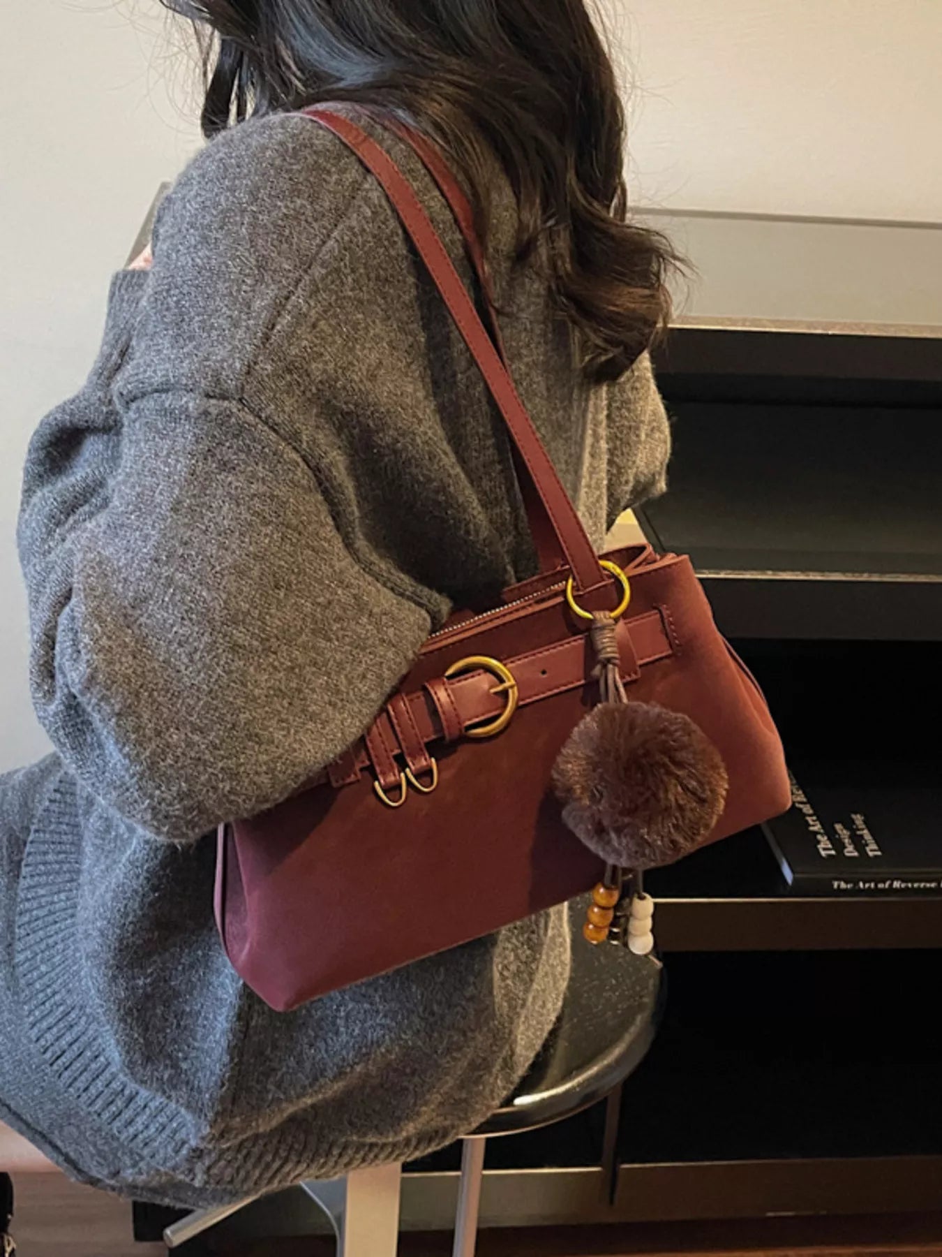 Buckle Decor Shoulder Bag