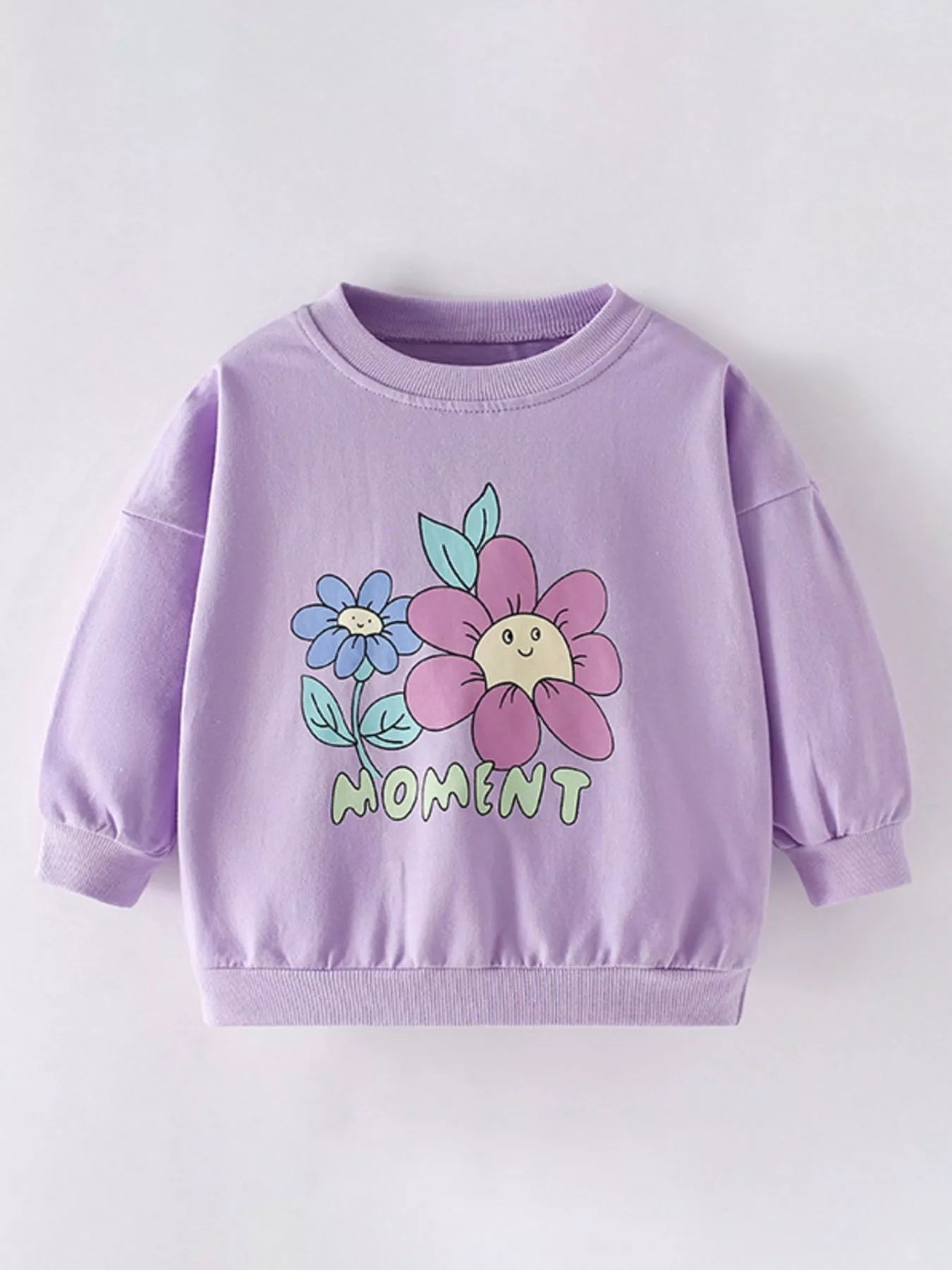 Children's Floral Print Crew Neck Sweatshirt