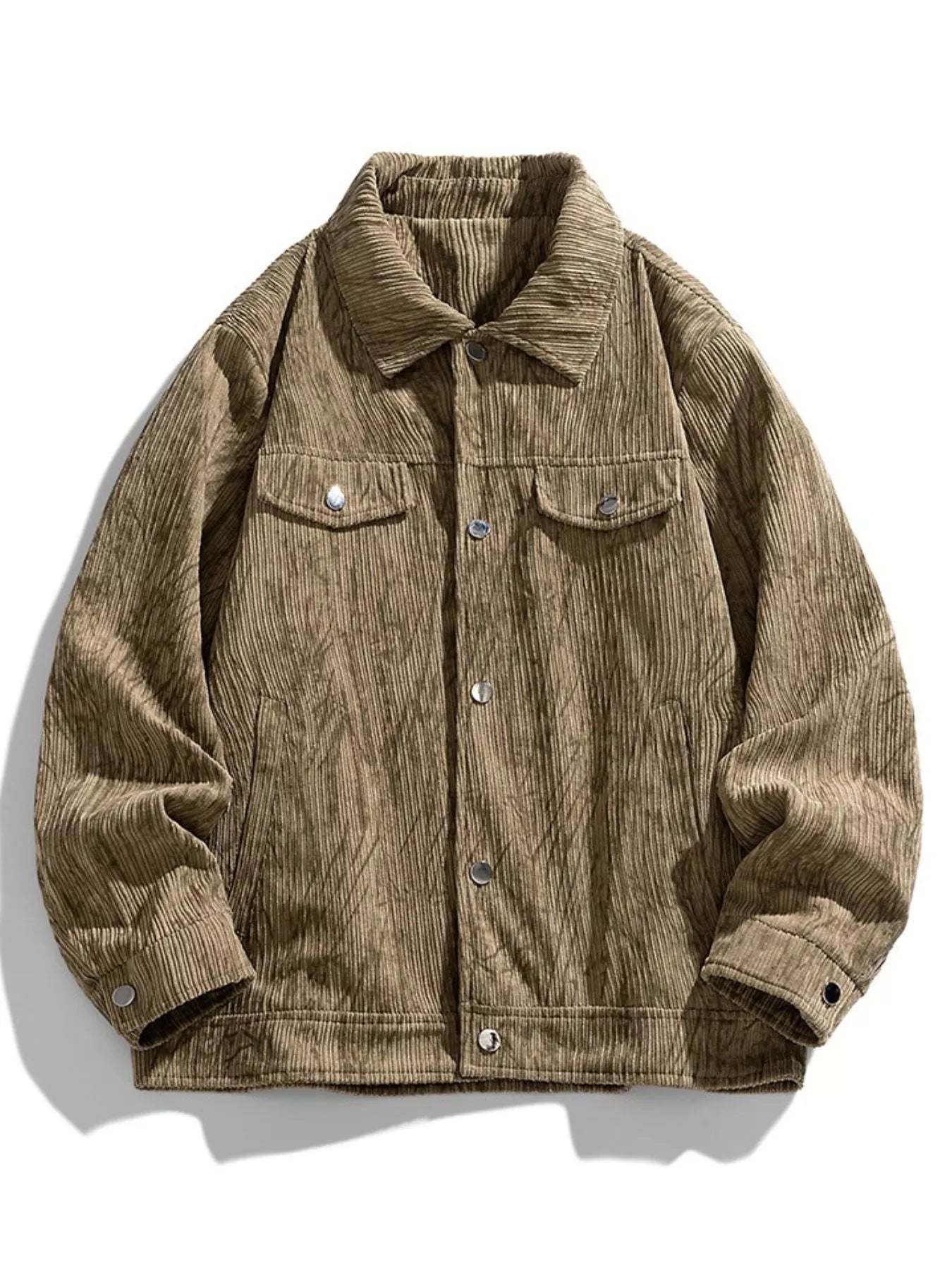 Men's Plus Size Corduroy Button-Down Casual Jacket