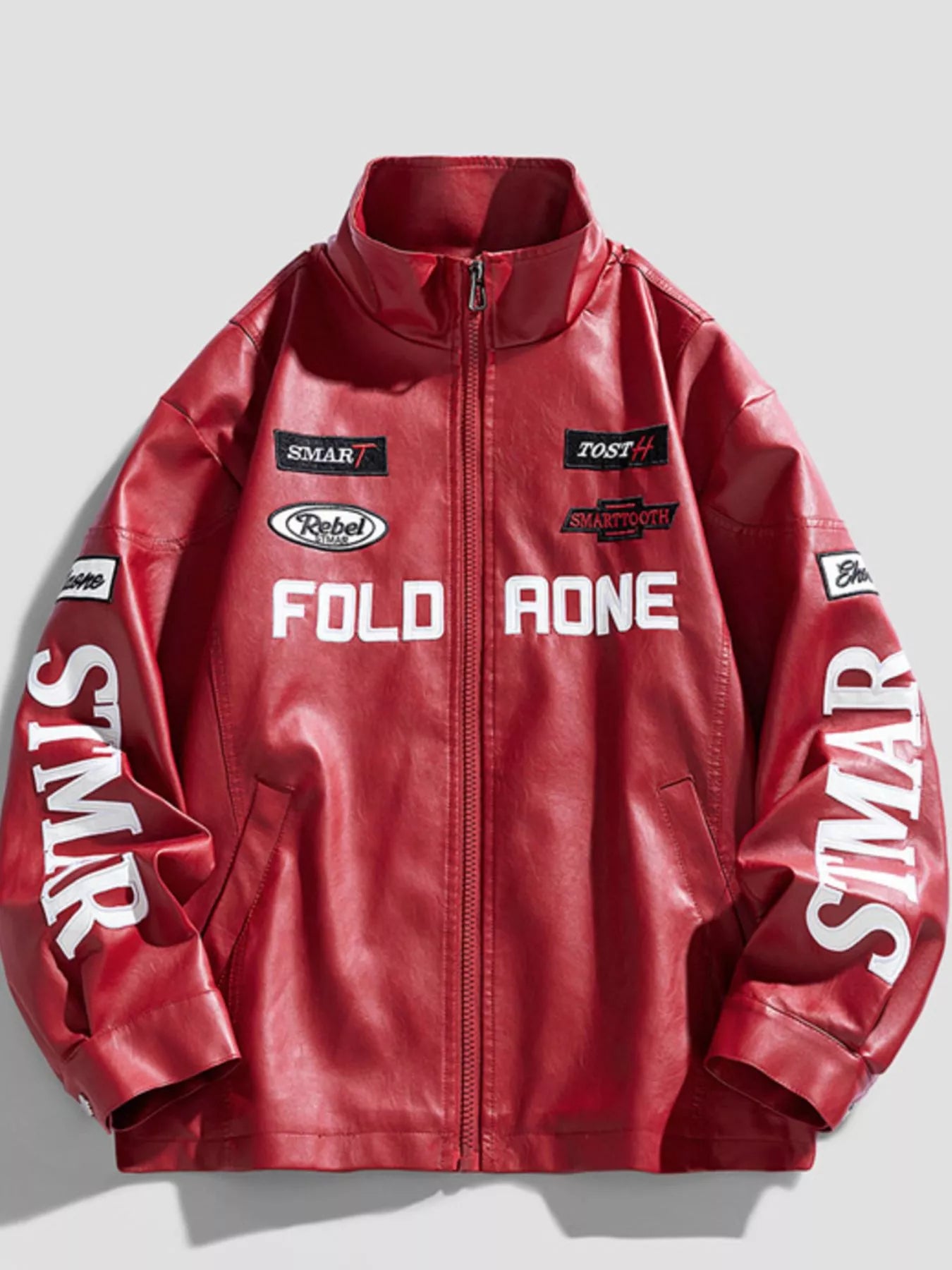 Men's Plus Size Faux Leather Zip Up Jacket