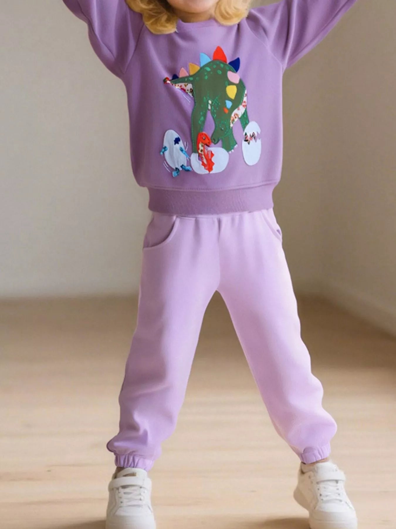 Children's Dinosaur Graphic Round Neck Sweatshirt