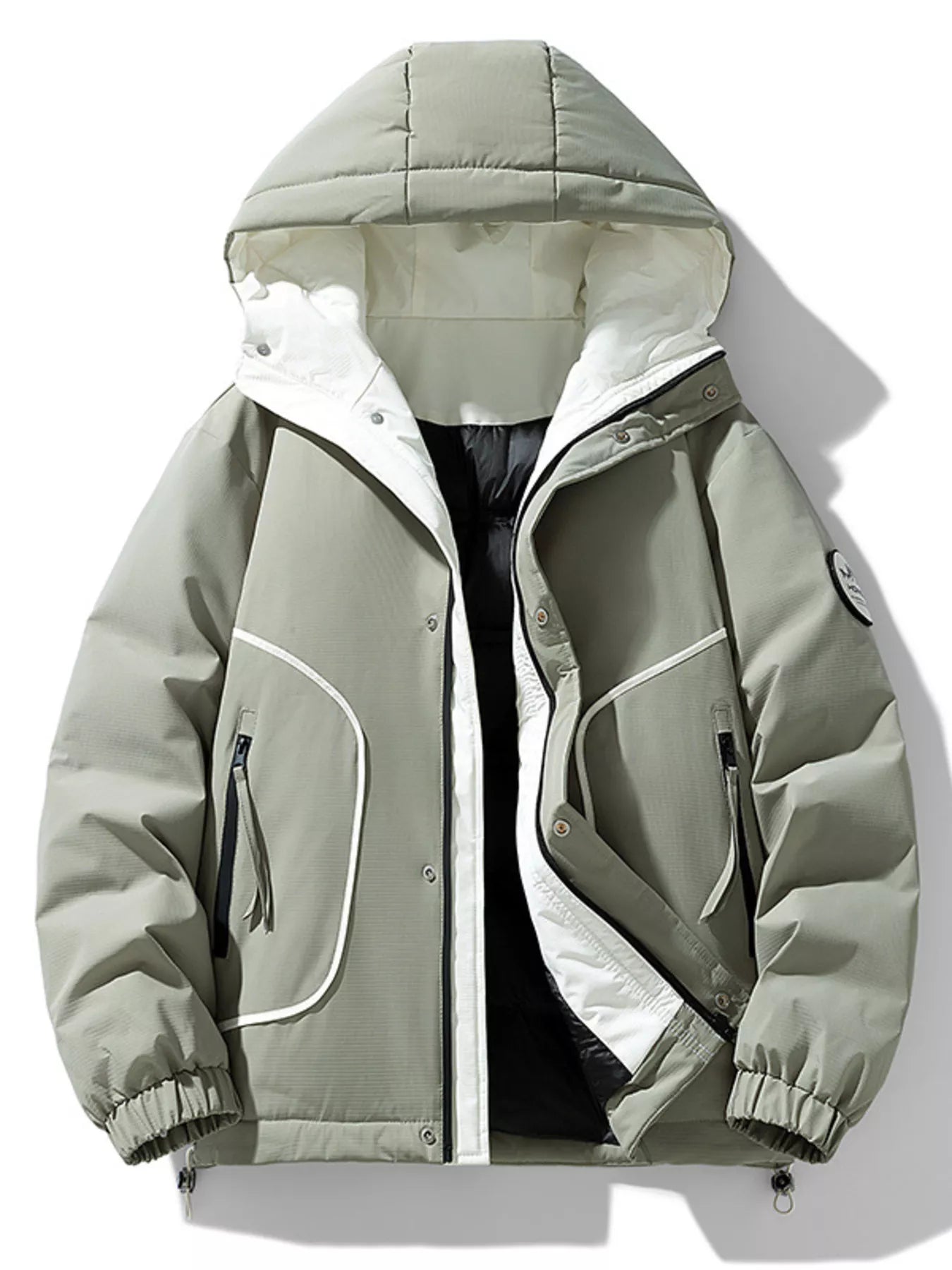Men's Plus Size Contrast Hooded Puffer Jacket