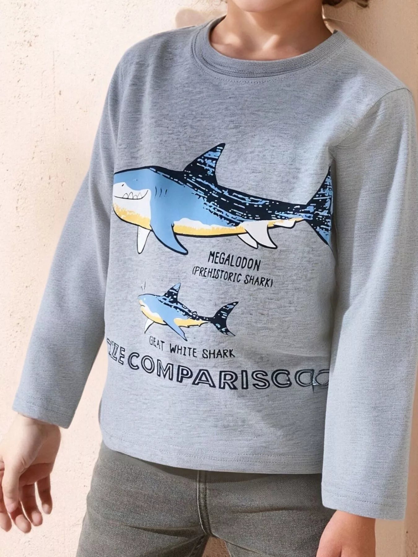 Children's Long Sleeve Shark Graphic T-Shirt
