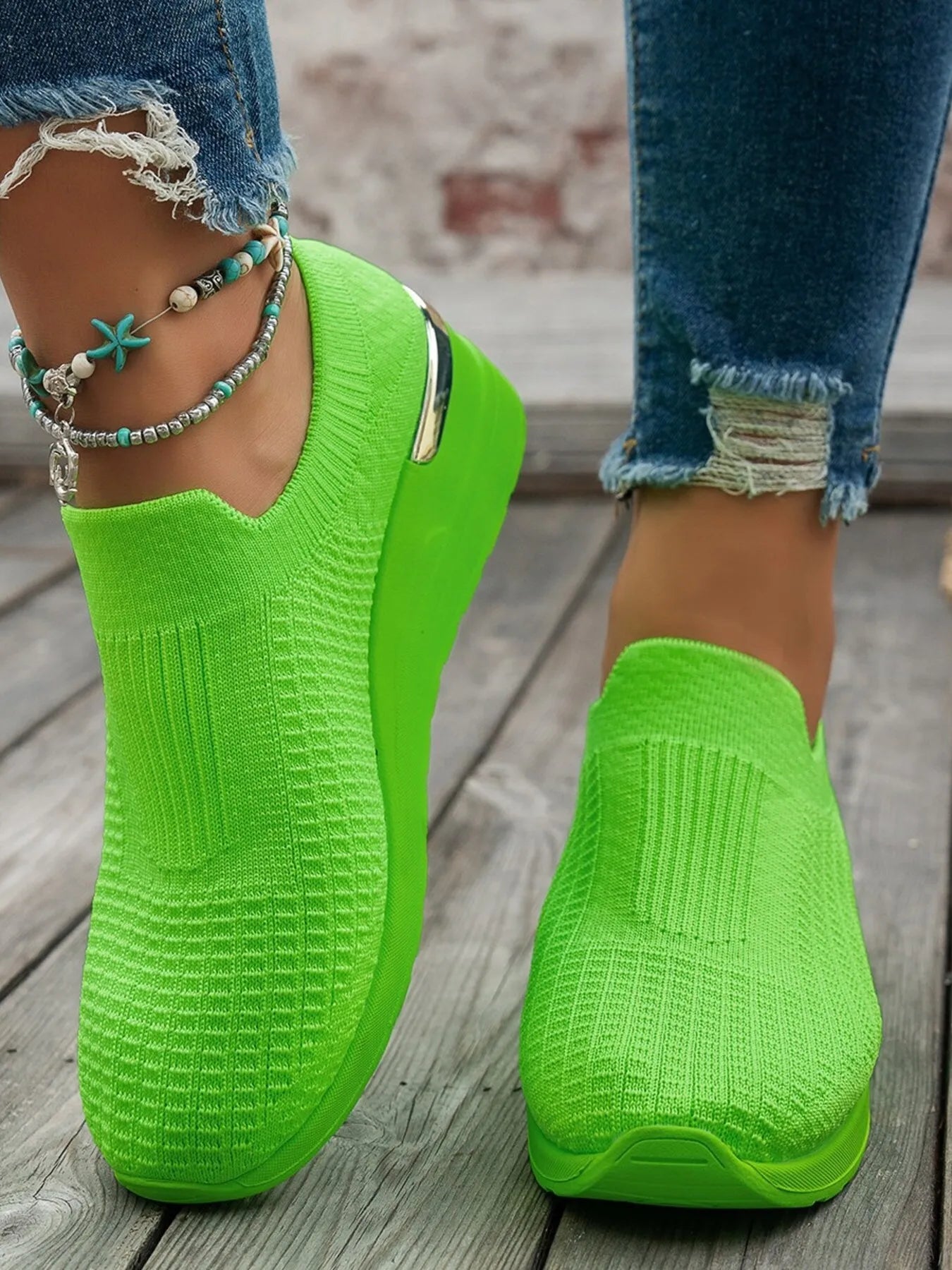 Round Toe Wedge Sneakers