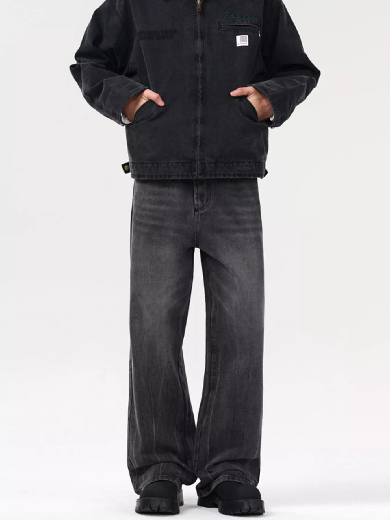 Men's Vintage Wash Wide Leg Jeans