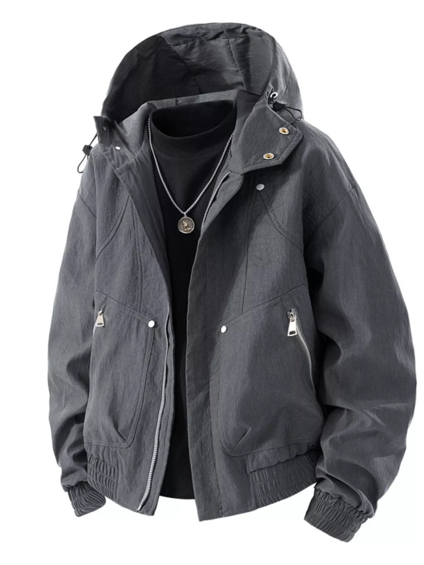Men's Plus Size Casual Hooded Lightweight Windbreaker Jacket