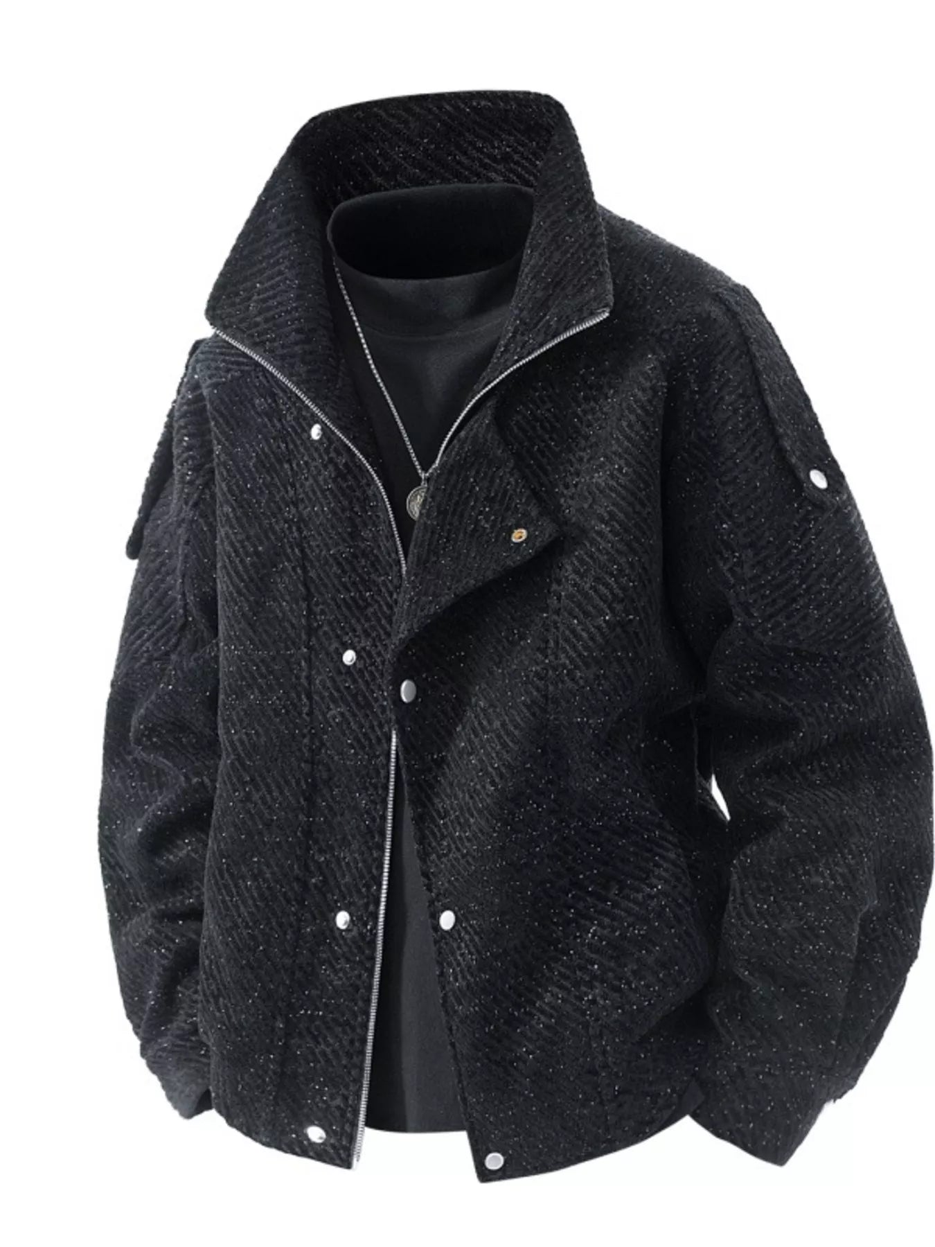 Men's Plus Size Snap Down Long Sleeve Jacket