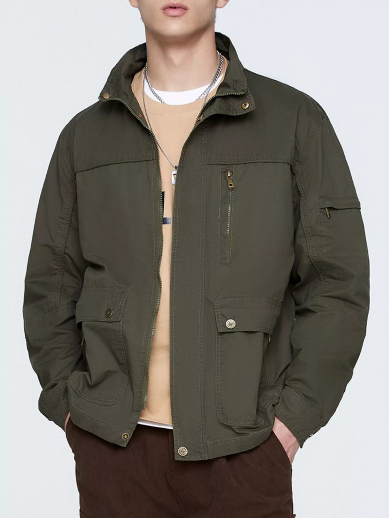 Men's Plus Size Casual Zip Up Lightweight Jacket