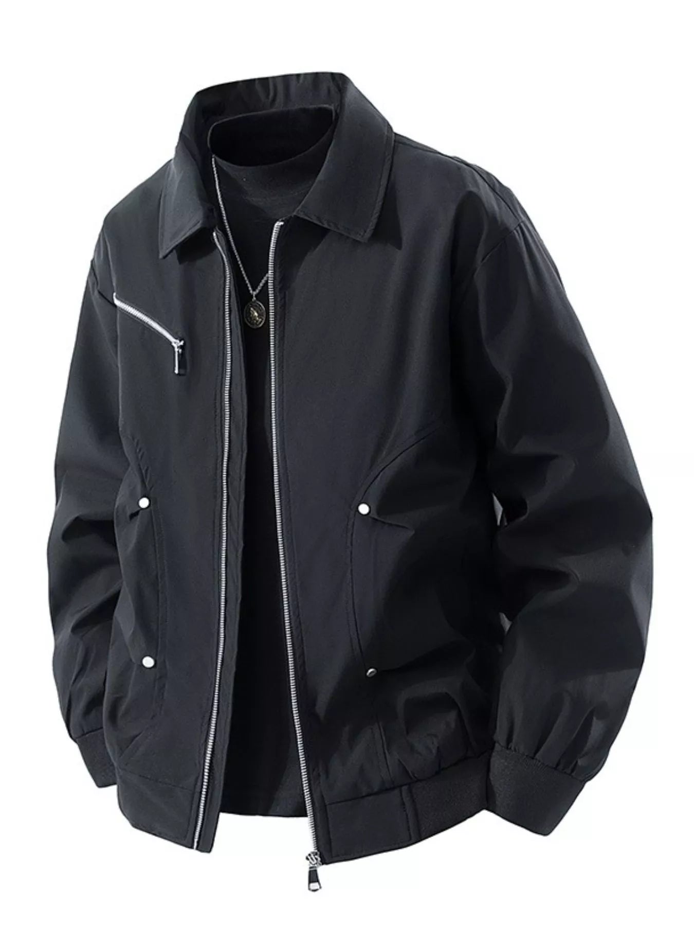 Men's Plus Size Casual Lightweight Zip-Up Bomber Jacket