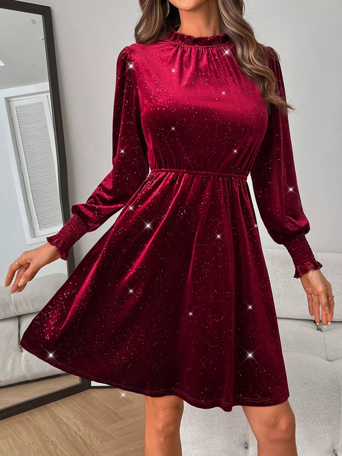 Glitter Velvet A-Line Dress