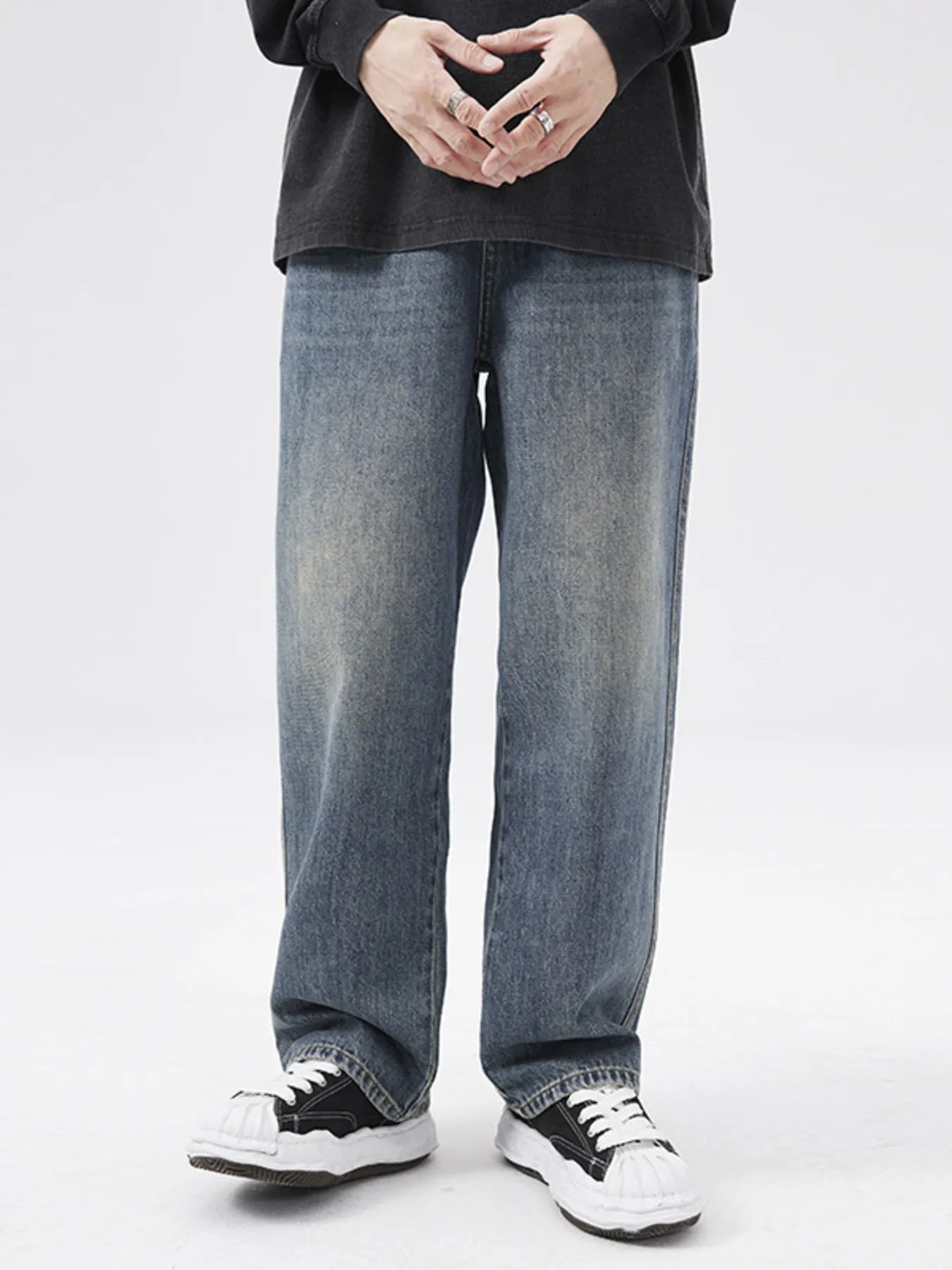 Men's Full Size Wash Loose Fit Jeans Plus Size