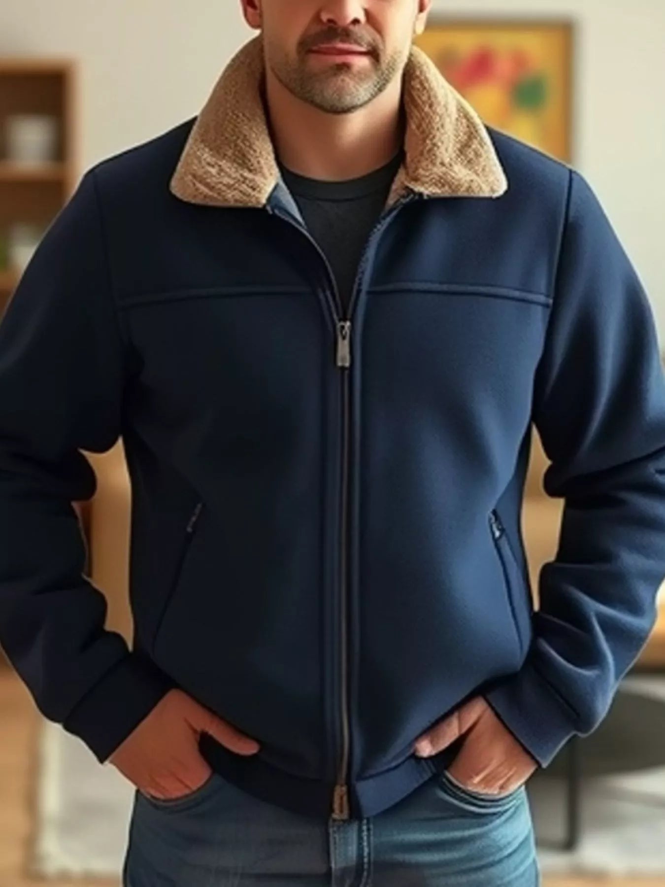 Men's Plus Size Zip Up Fleece Jacket